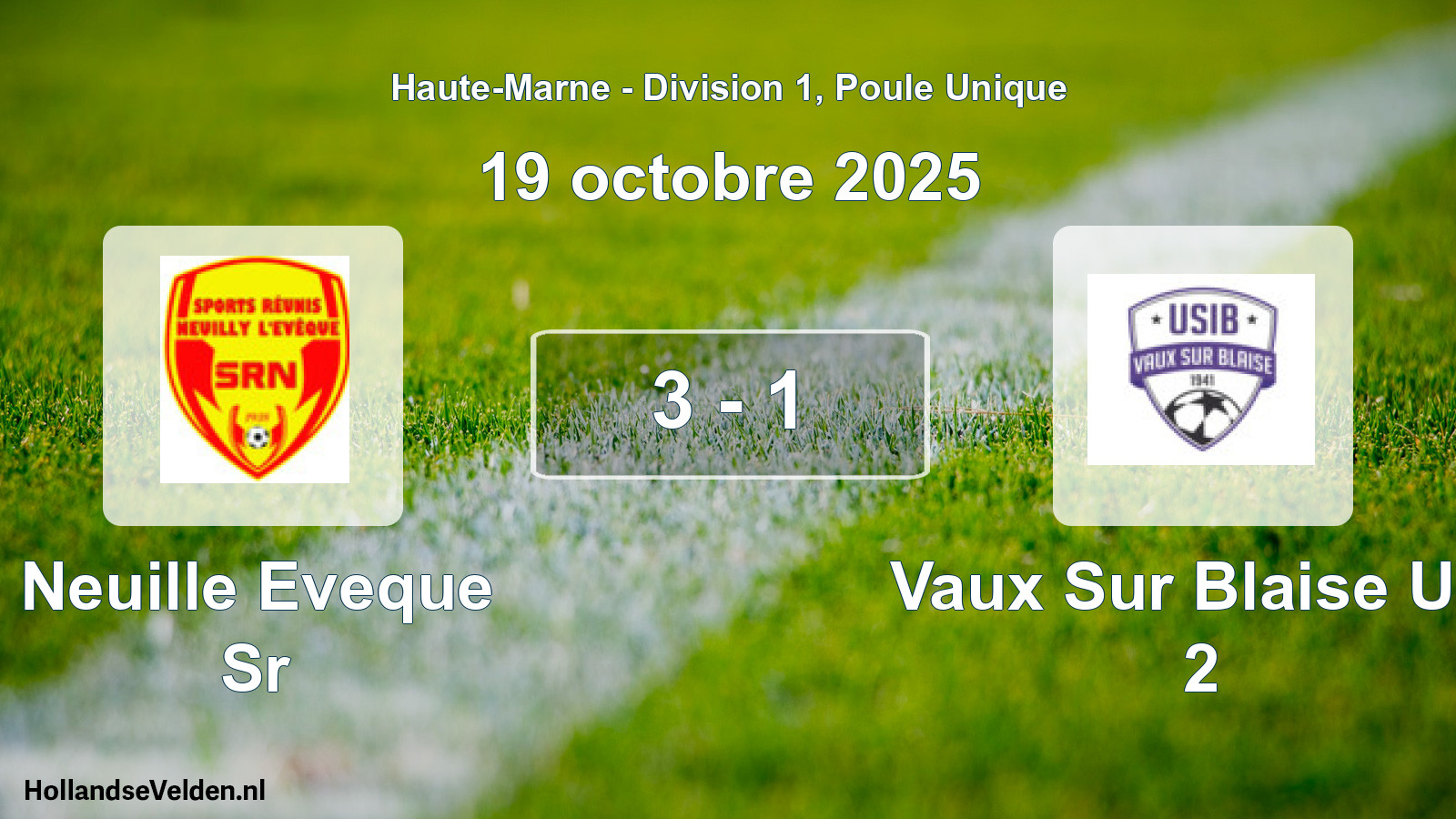 Match joué: Neuille Eveque Sr - Vaux Sur Blaise Usi 2 3 - 1 (19 octobre 2025)