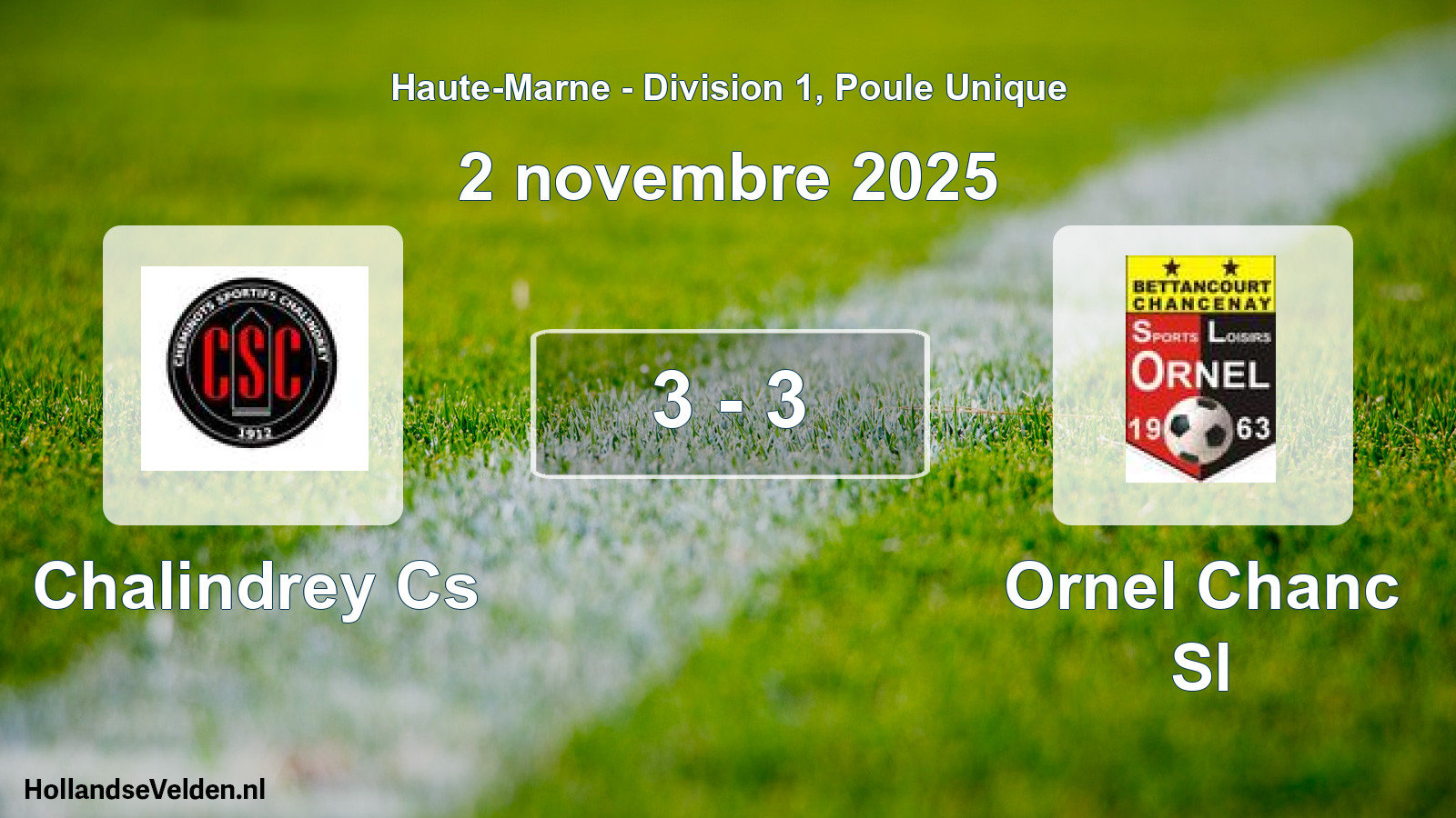 Match joué: Chalindrey Cs - Ornel Chanc Sl 3 - 3 (2 novembre 2025)