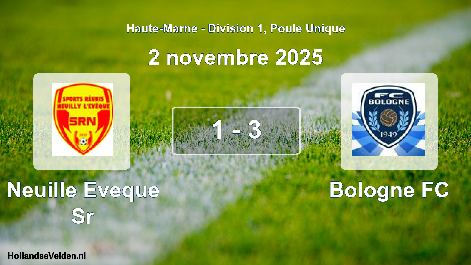 Total number of matches played: Neuille Eveque Sr - Bologne FC 1 - 3 (2 November 2025)