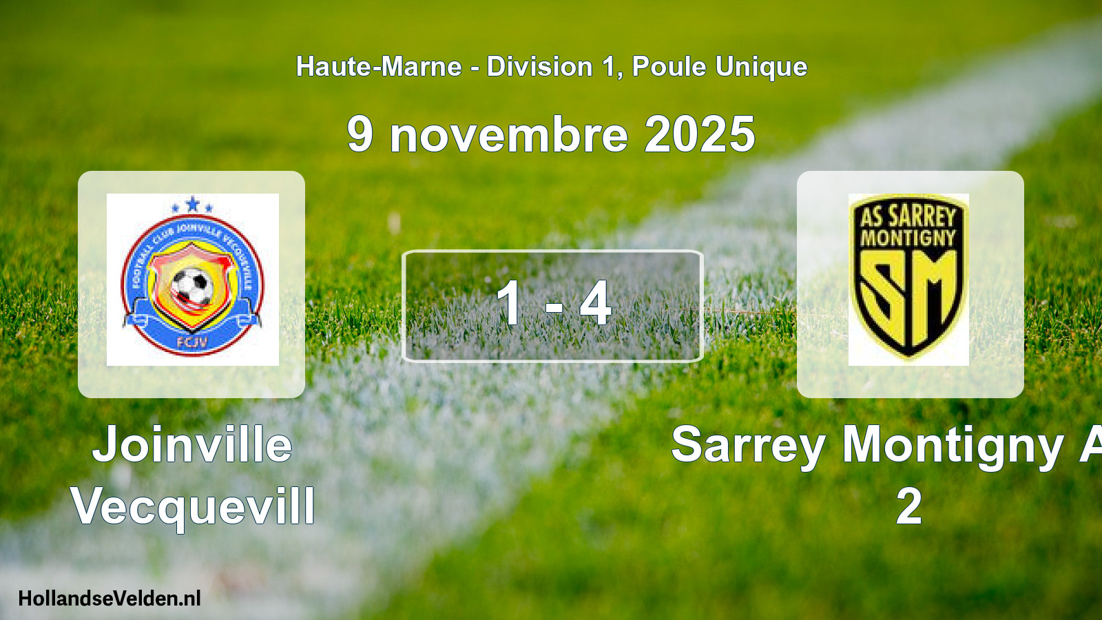 Gespeelde wedstrijd: Joinville Vecquevill - Sarrey Montigny AS 2 1 - 4 (9 november 2025)