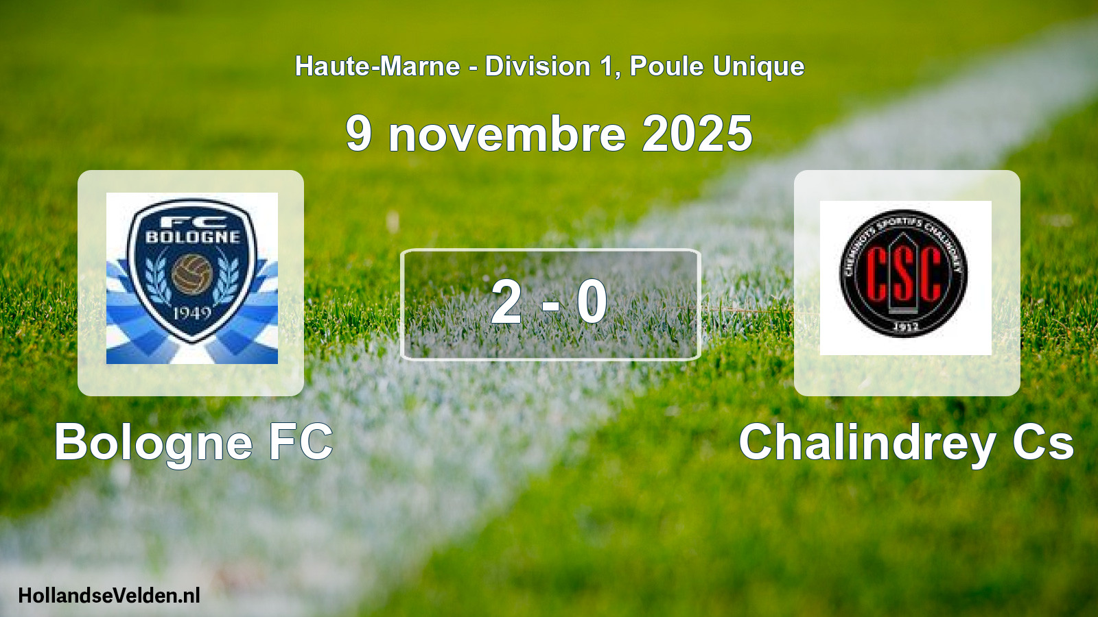 Gespeelde wedstrijd: Bologne FC - Chalindrey Cs 2 - 0 (9 november 2025)