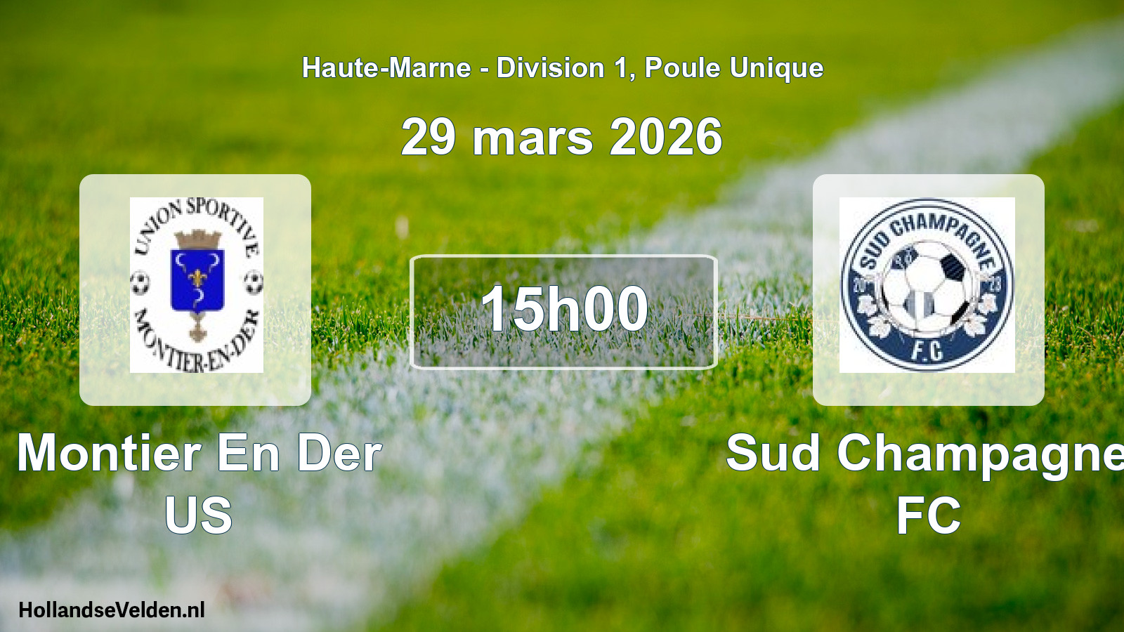 Match programmé: Montier En Der US - Sud Champagne FC (29 mars 2026)