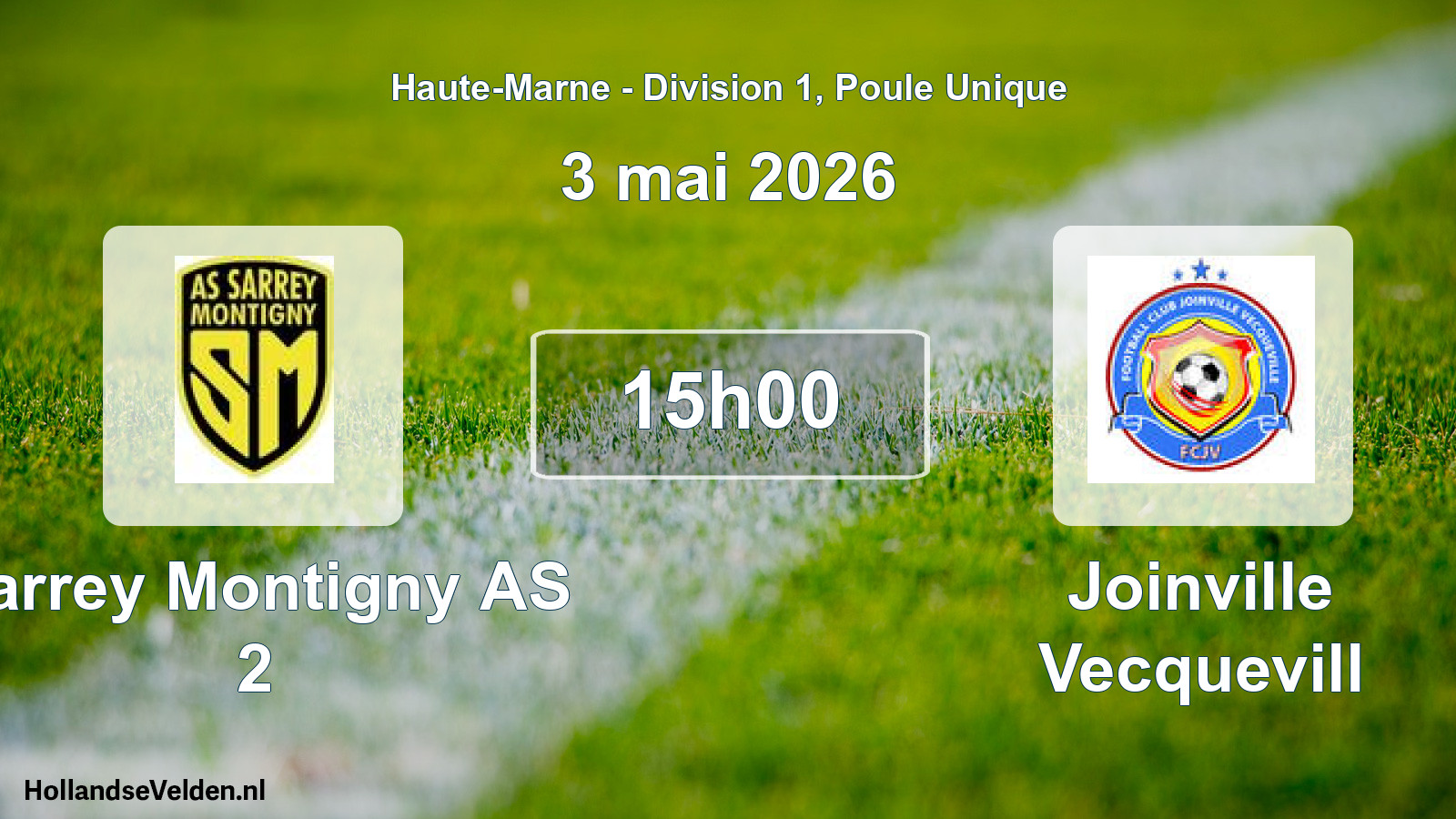 Match programmé: Sarrey Montigny AS 2 - Joinville Vecquevill (3 mai 2026)