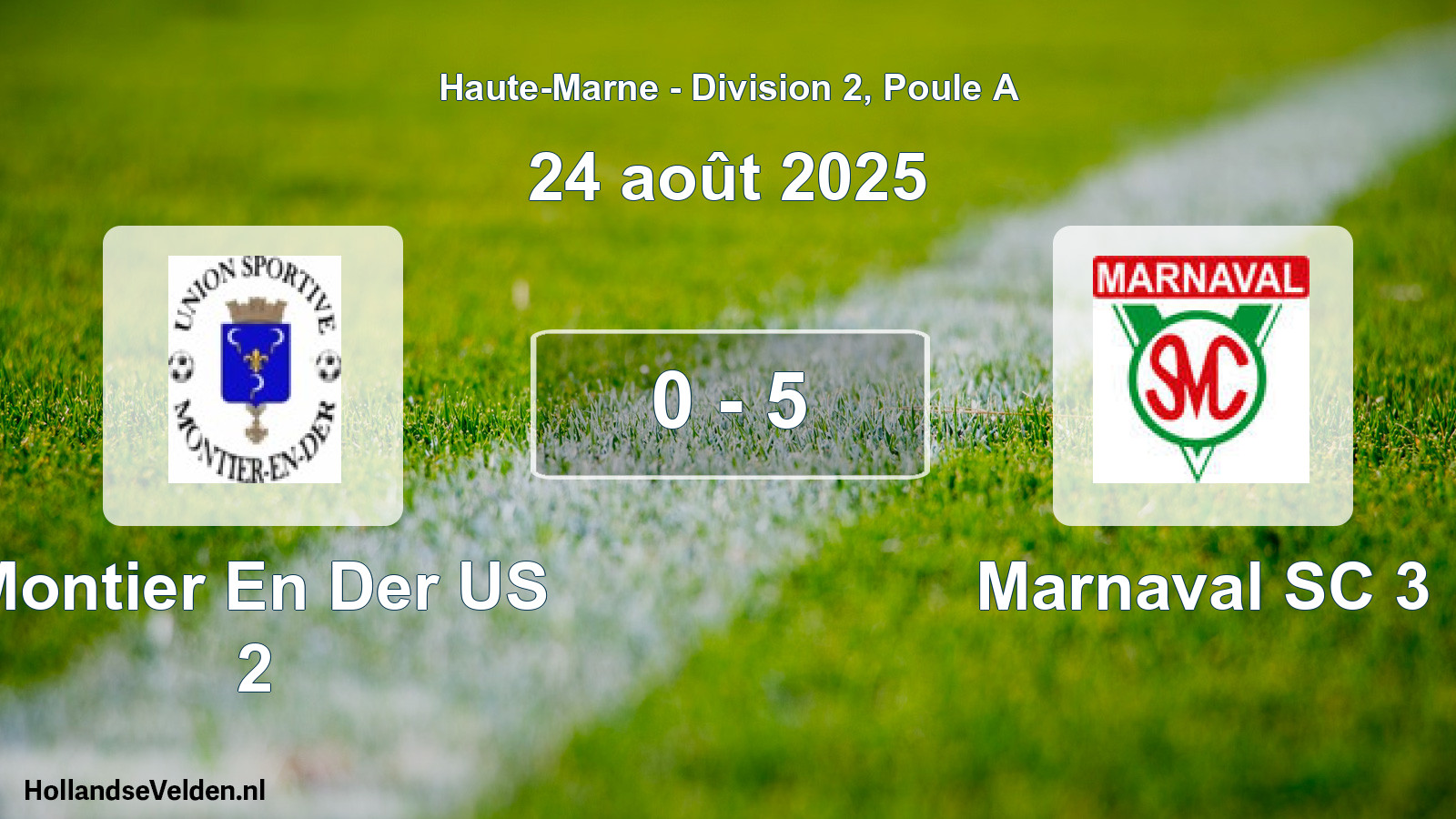 Match joué: Montier En Der US 2 - Marnaval SC 3 0 - 5 (24 août 2025)