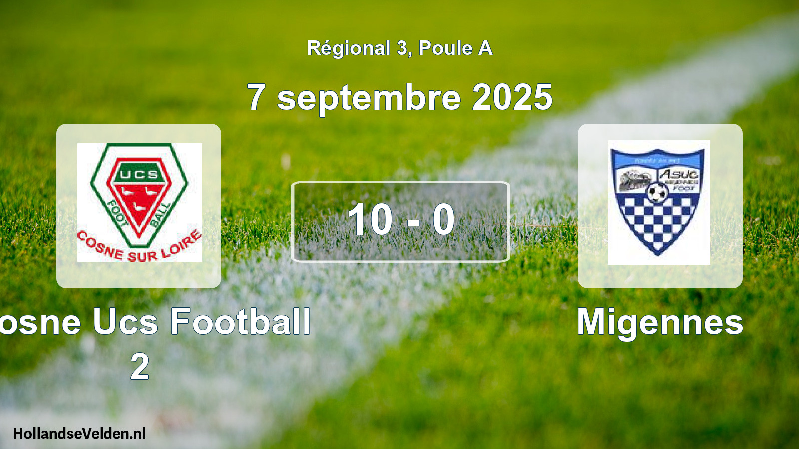 Gespeelde wedstrijd: Cosne Ucs Football 2 - Migennes 10 - 0 (7 septembre 2025)