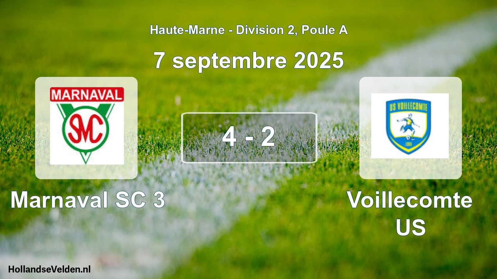 Match joué: Marnaval SC 3 - Voillecomte US 4 - 2 (7 septembre 2025)
