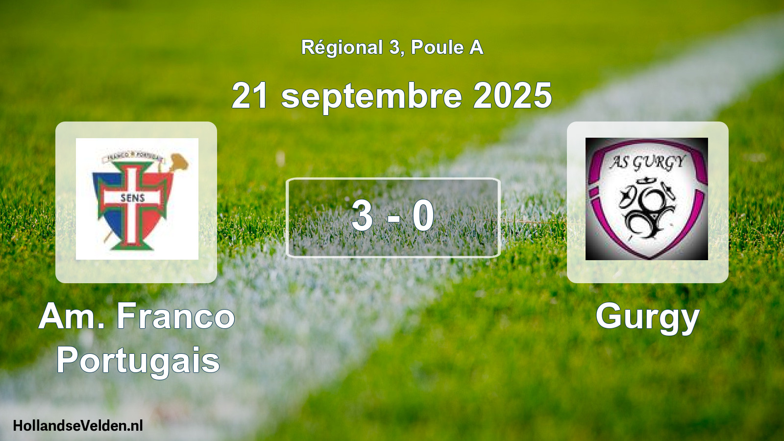 Total number of matches played: Am. Franco Portugais - Gurgy 3 - 0 (21 September 2025)