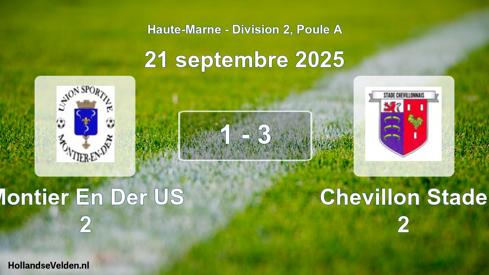 Gespeelde wedstrijd: Montier En Der US 2 - Chevillon Stade 2 1 - 3 (21 september 2025)