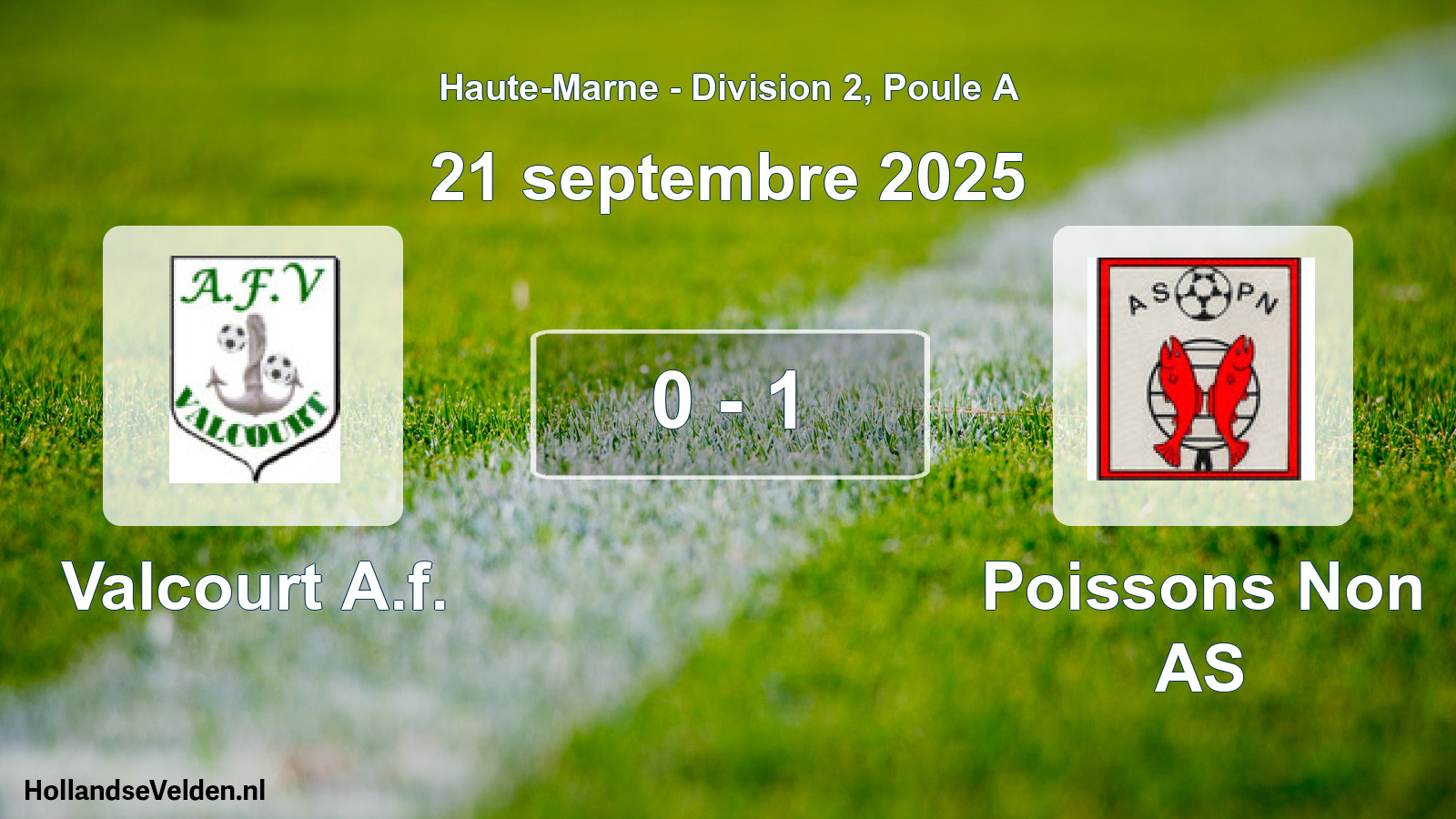 Match joué: Valcourt A.f. - Poissons Non AS 0 - 1 (21 septembre 2025)