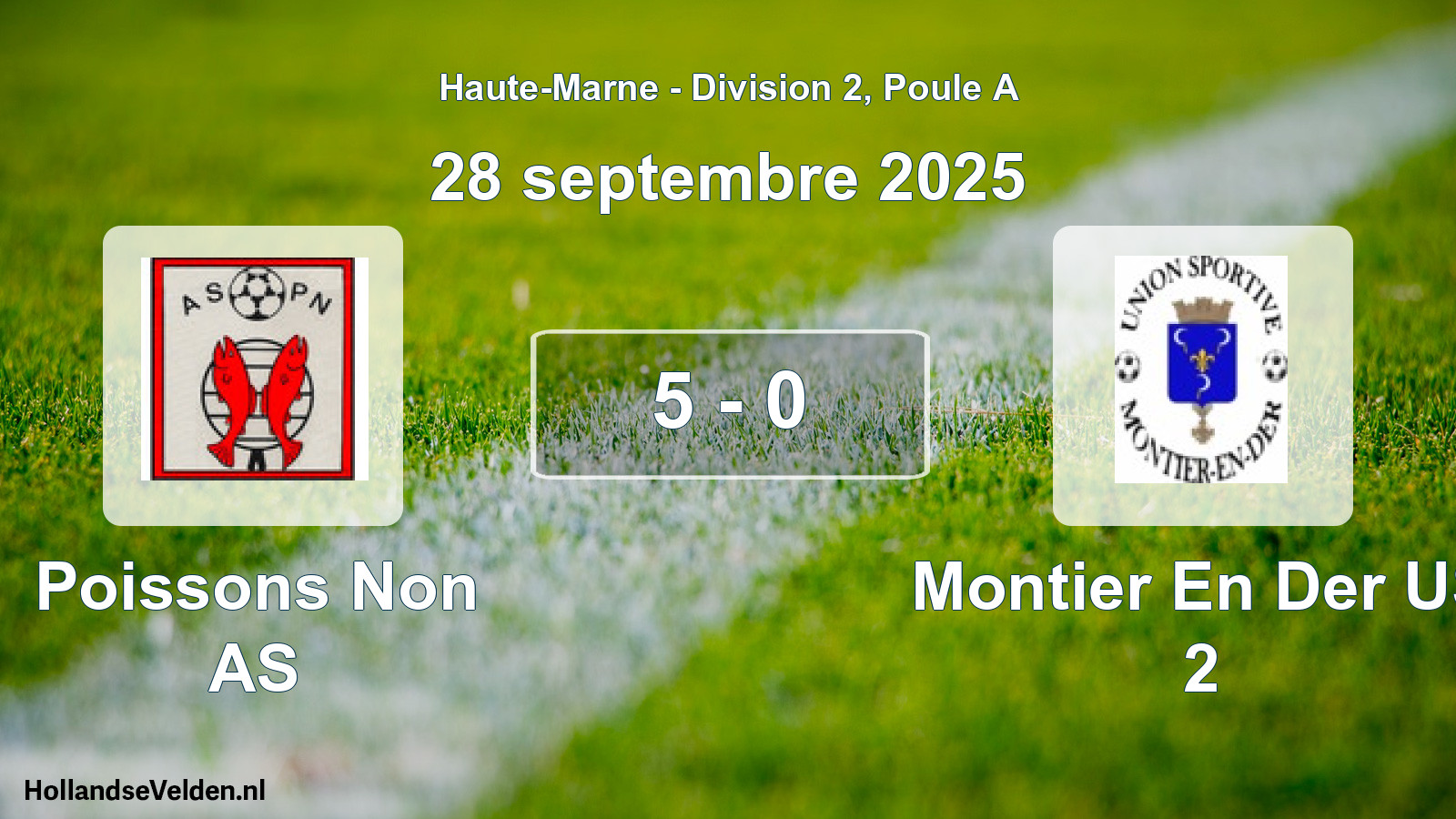 Match joué: Poissons Non AS - Montier En Der US 2 5 - 0 (28 septembre 2025)