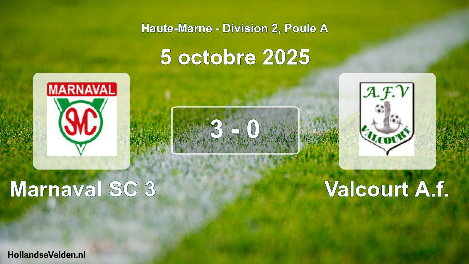 Match joué: Marnaval SC 3 - Valcourt A.f. 3 - 0 (5 octobre 2025)