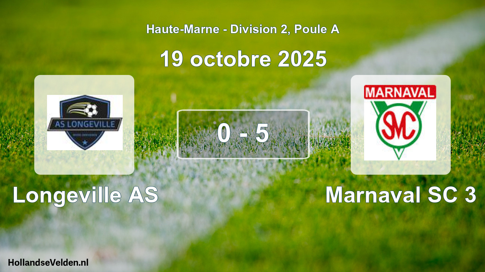 Match joué: Longeville AS - Marnaval SC 3 0 - 5 (19 octobre 2025)