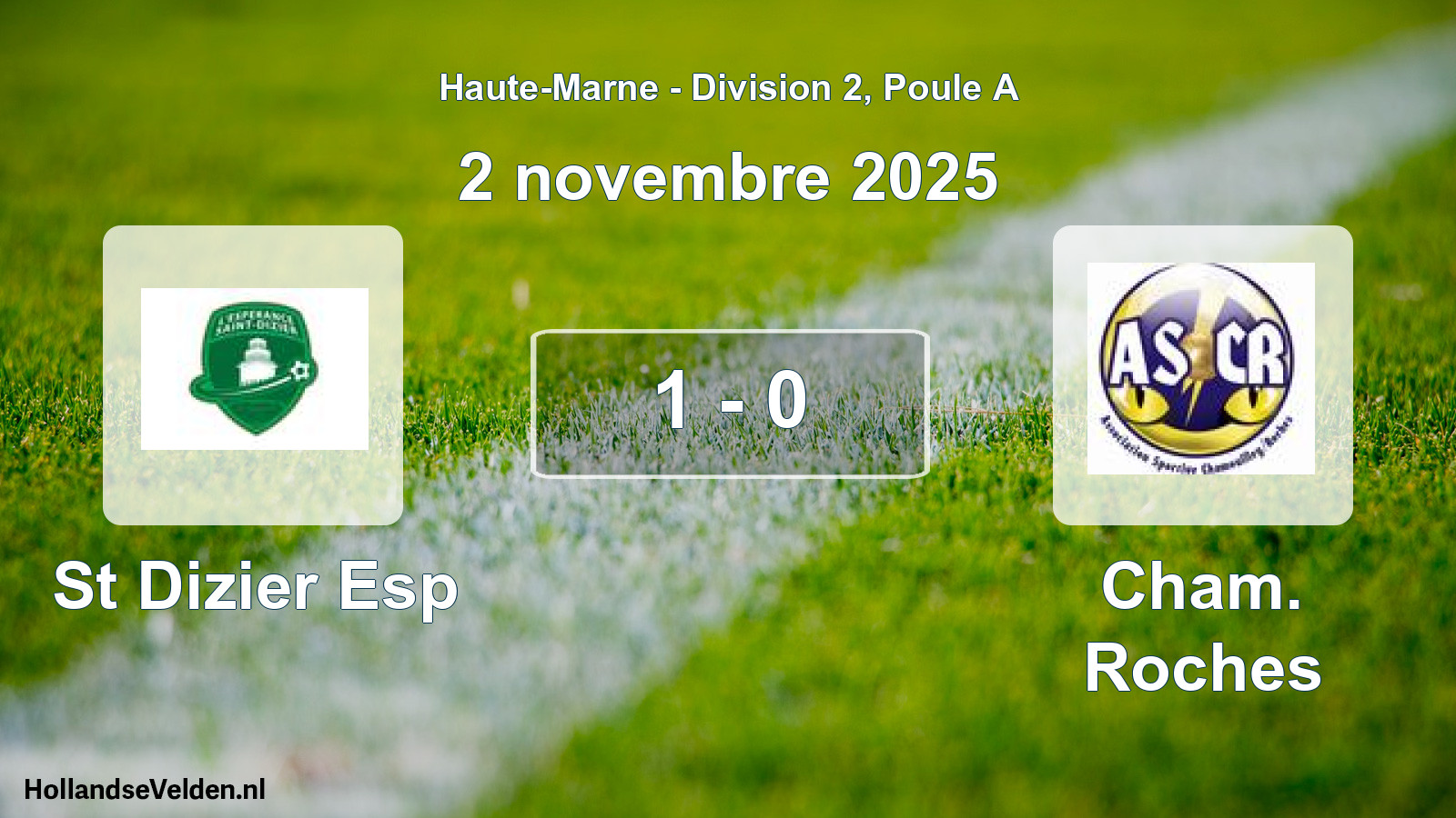 Match joué: St Dizier Esp - Cham. Roches 1 - 0 (2 novembre 2025)
