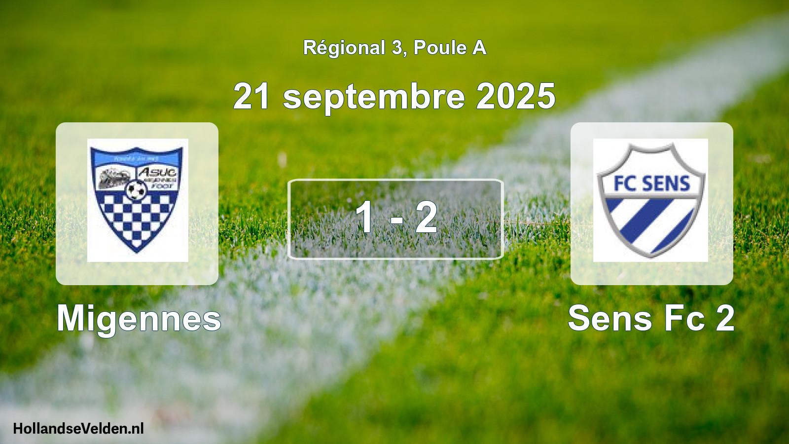 Gespeelde wedstrijd: Migennes - Sens Fc 2 1 - 2 (21 septembre 2025)
