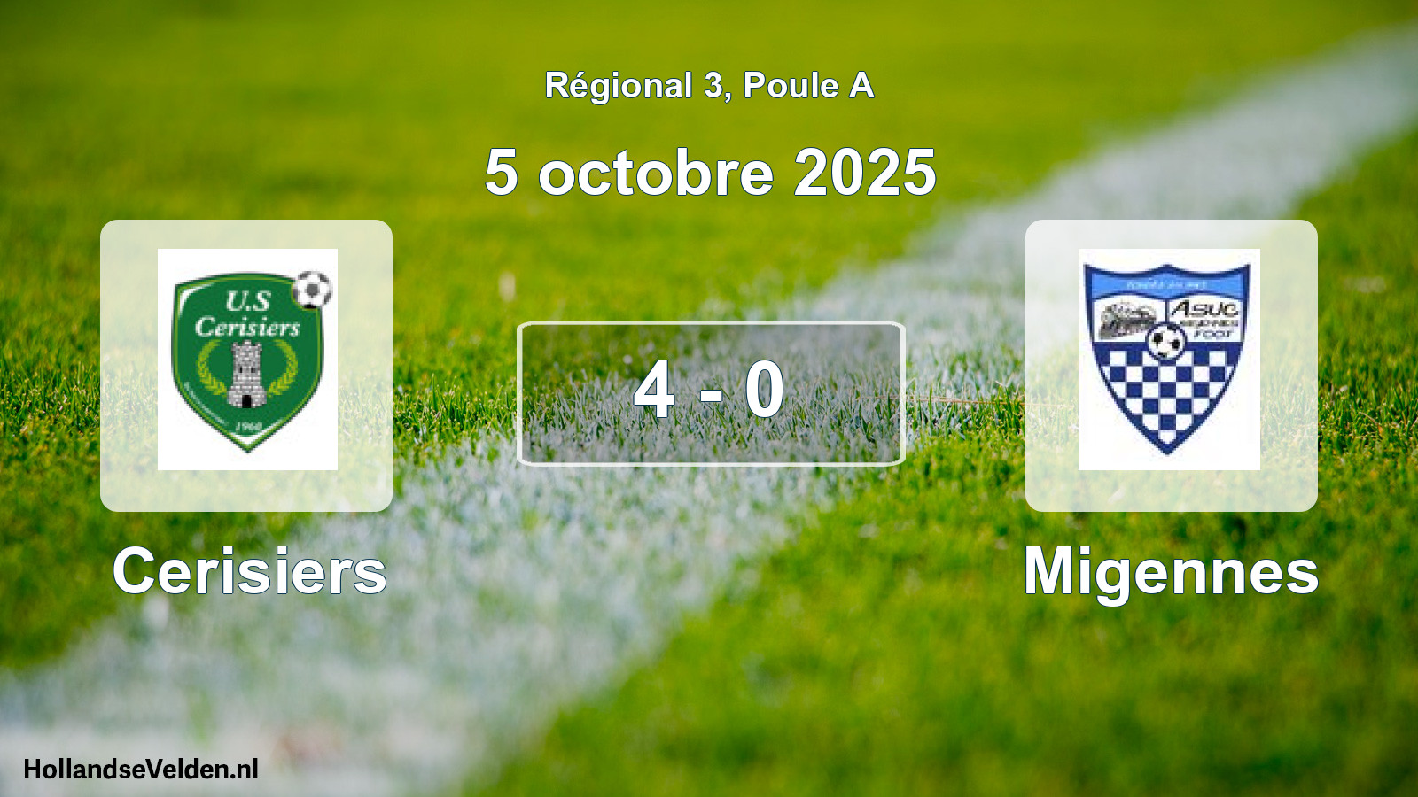 Total number of matches played: Cerisiers - Migennes 4 - 0 (5 October 2025)