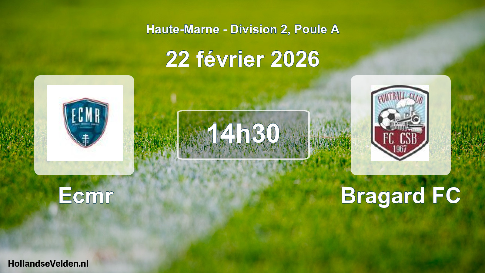 Match programmé: Ecmr - Bragard FC (22 février 2026)