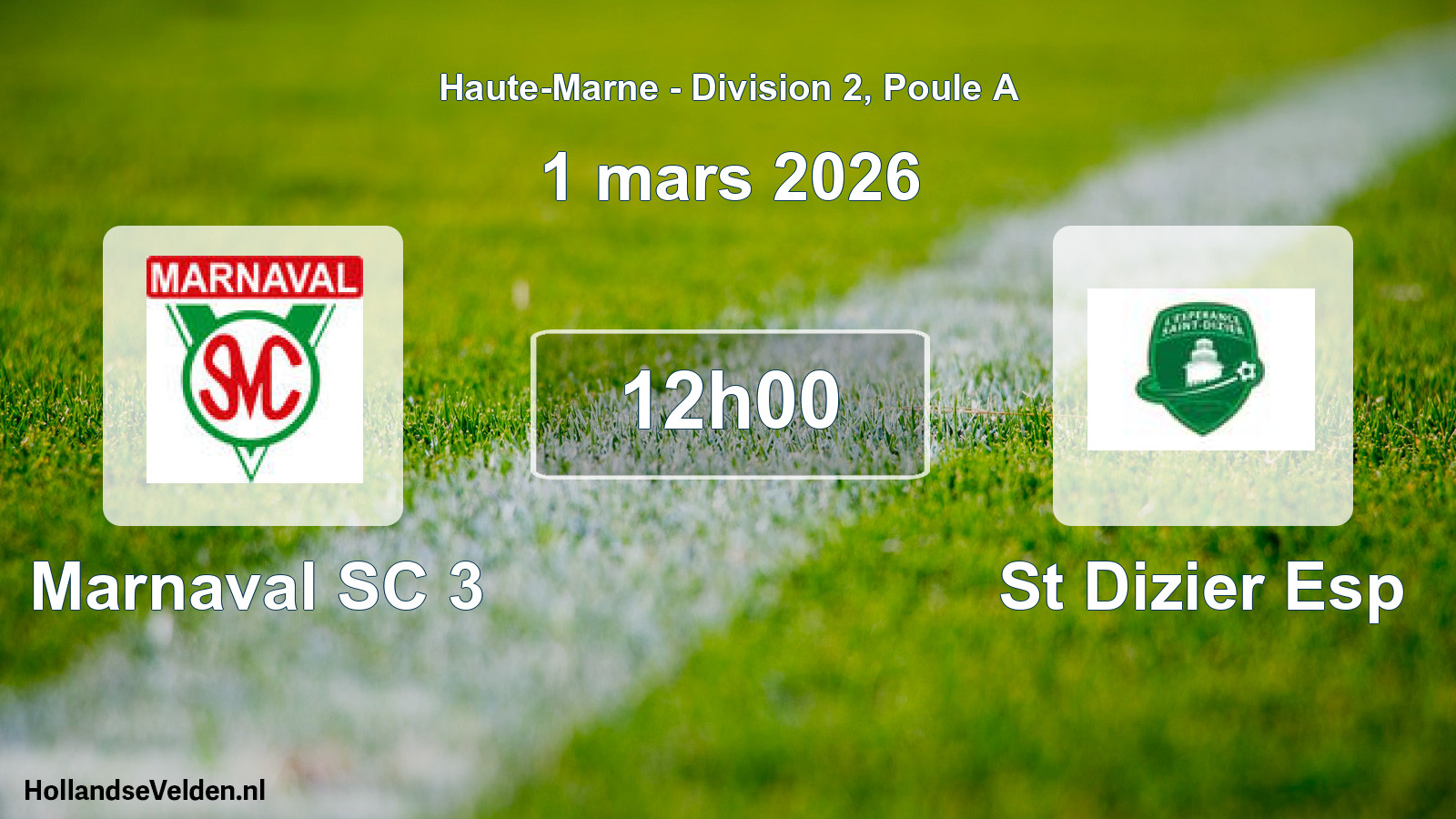 Match programmé: Marnaval SC 3 - St Dizier Esp (1 mars 2026)