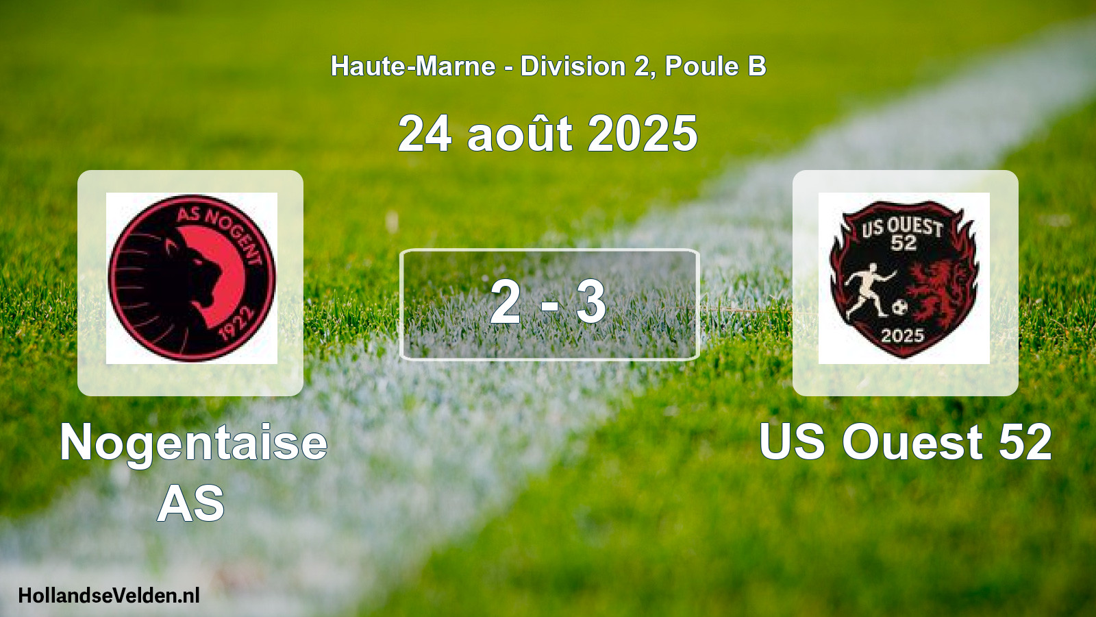 Match joué: Nogentaise AS - US Ouest 52 2 - 3 (24 août 2025)