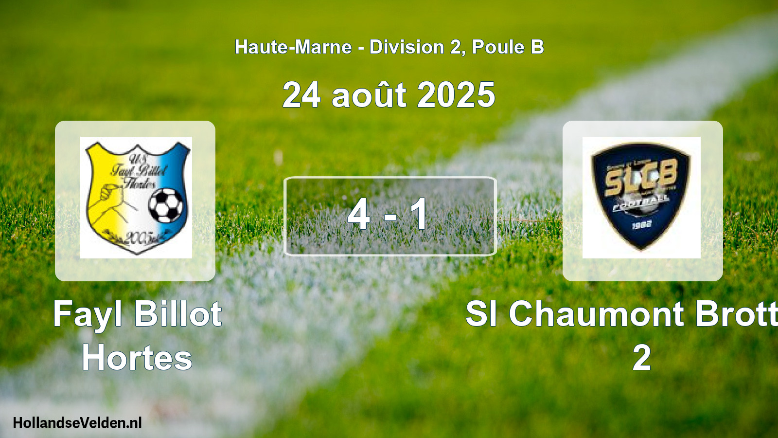 Total number of matches played: Fayl Billot Hortes - Sl Chaumont Brottes 2 4 - 1 (24 August 2025)