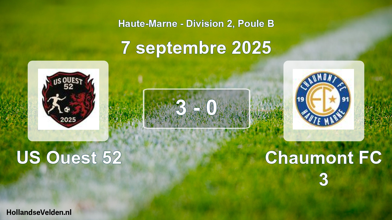 Match joué: US Ouest 52 - Chaumont FC 3 3 - 0 (7 septembre 2025)