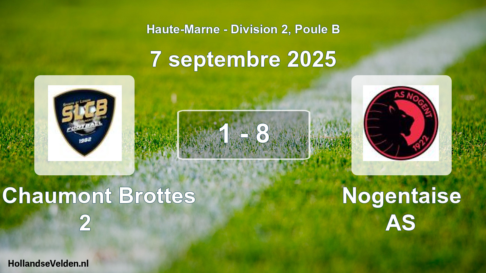 Total number of matches played: Sl Chaumont Brottes 2 - Nogentaise AS 1 - 8 (7 September 2025)