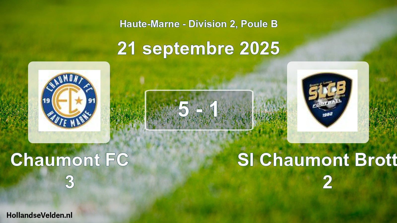 Total number of matches played: Chaumont FC 3 - Sl Chaumont Brottes 2 5 - 1 (21 September 2025)