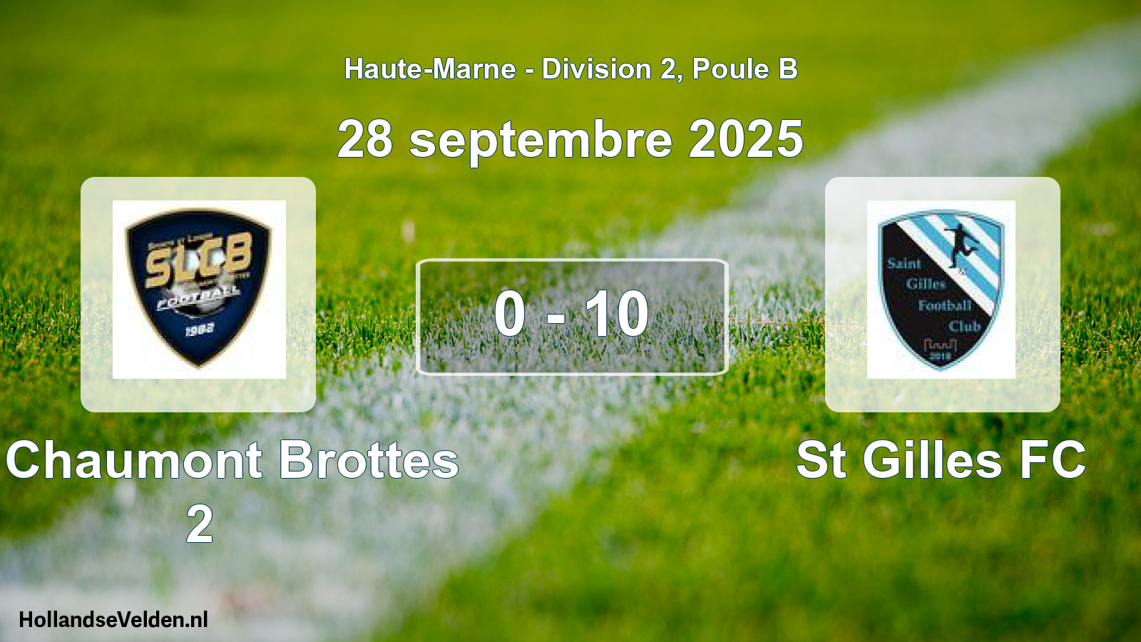 Total number of matches played: Sl Chaumont Brottes 2 - St Gilles FC 0 - 10 (28 September 2025)