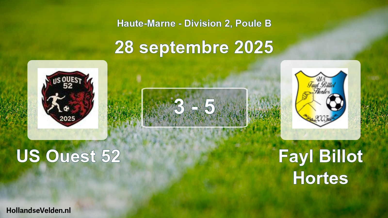 Total number of matches played: US Ouest 52 - Fayl Billot Hortes 3 - 5 (28 September 2025)