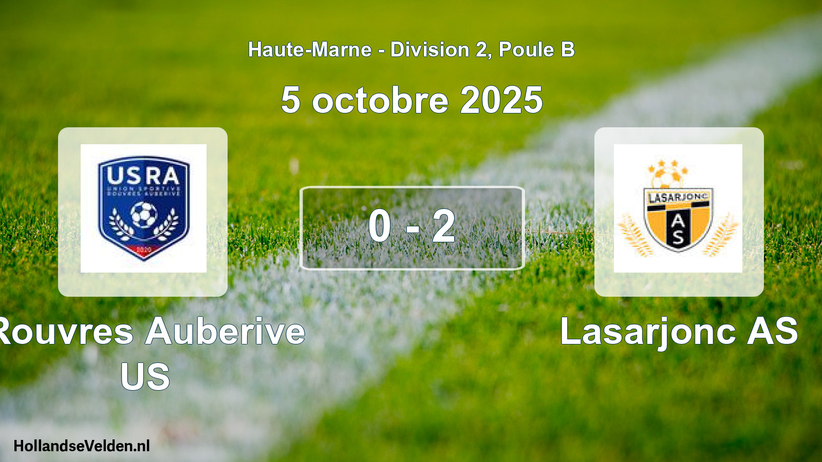 Total number of matches played: Rouvres Auberive US - Lasarjonc AS 0 - 2 (5 October 2025)