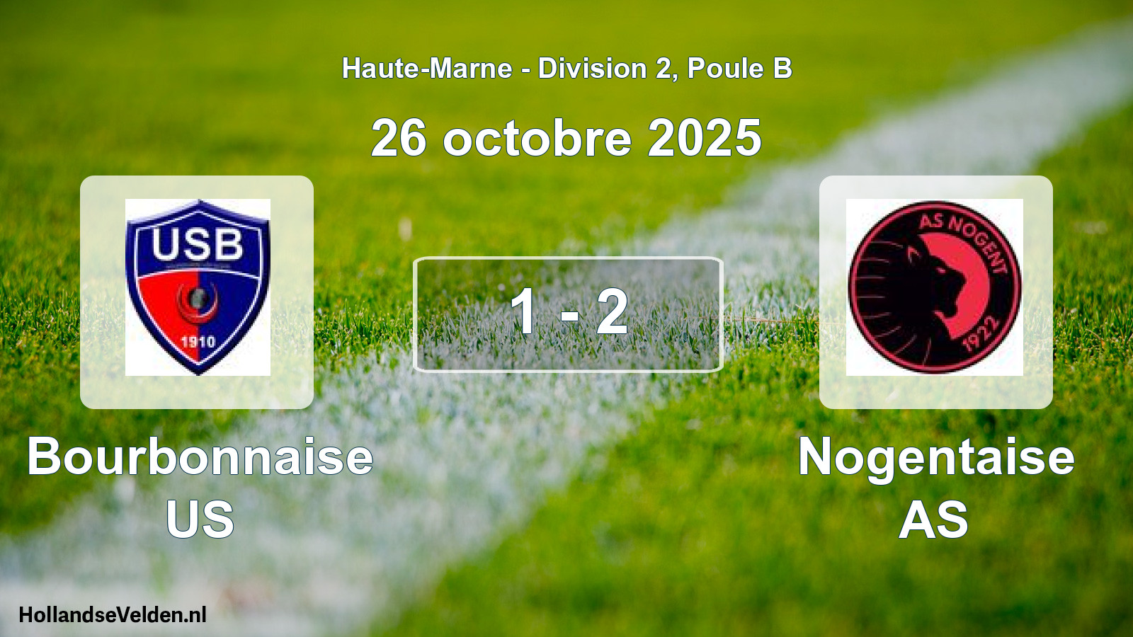 Match joué: Bourbonnaise US - Nogentaise AS 1 - 2 (26 octobre 2025)