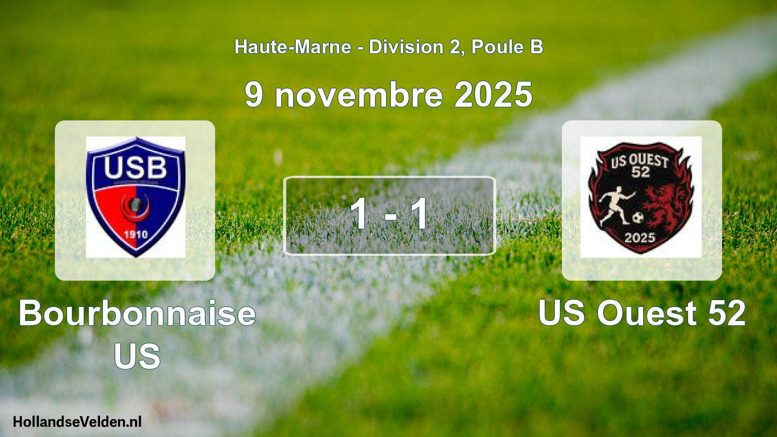 Total number of matches played: Bourbonnaise US - US Ouest 52 1 - 1 (9 November 2025)
