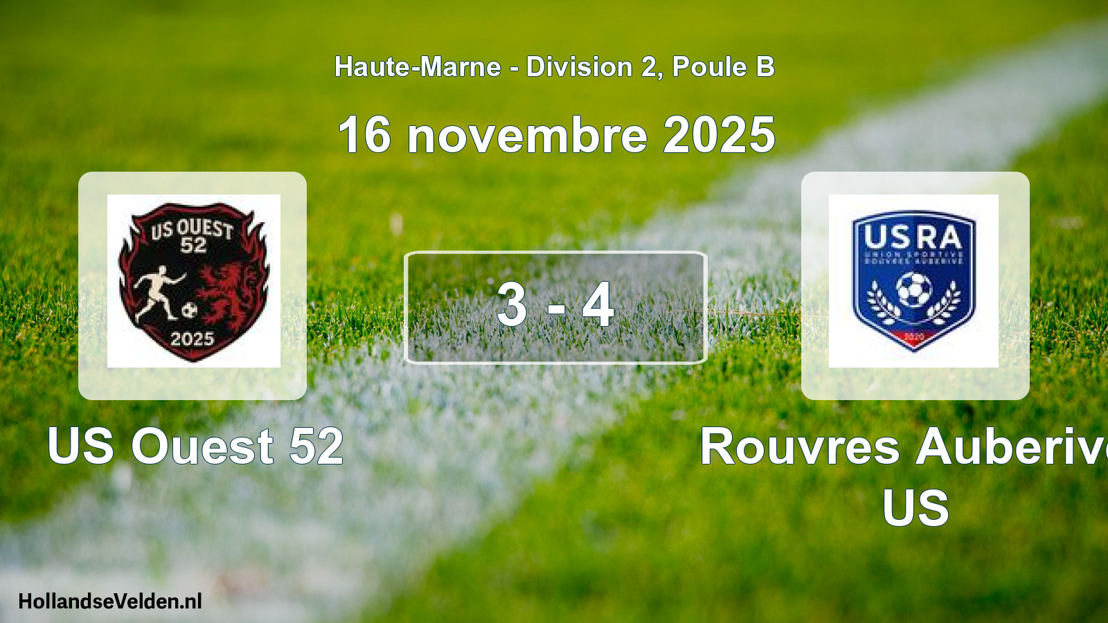 Match joué: US Ouest 52 - Rouvres Auberive US 3 - 4 (16 novembre 2025)