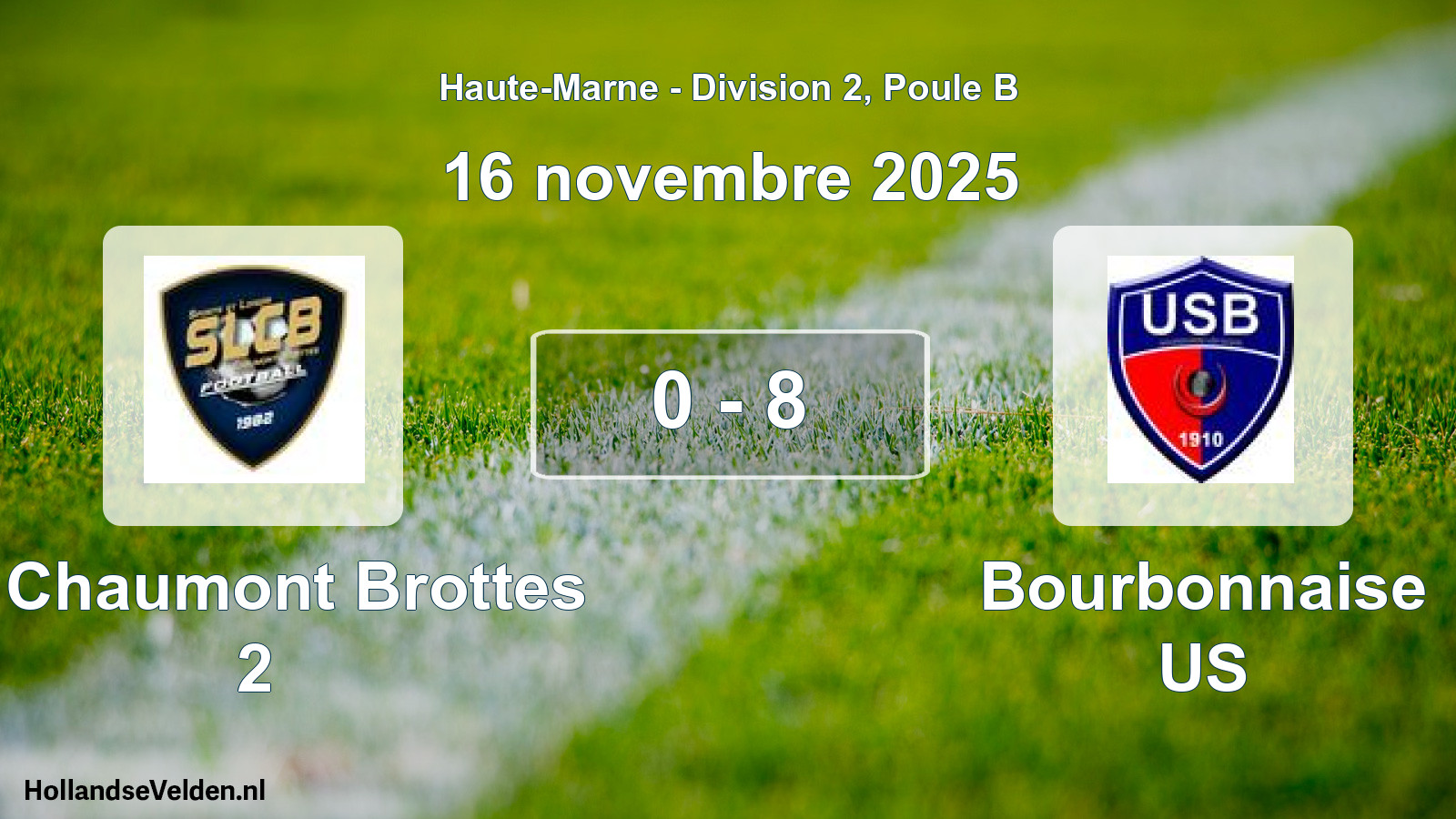 Match joué: Sl Chaumont Brottes 2 - Bourbonnaise US 0 - 8 (16 novembre 2025)