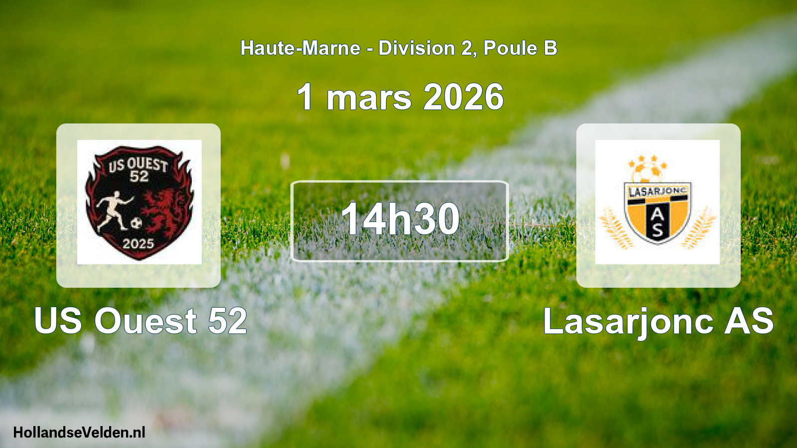 Match programmé: US Ouest 52 - Lasarjonc AS (1 mars 2026)