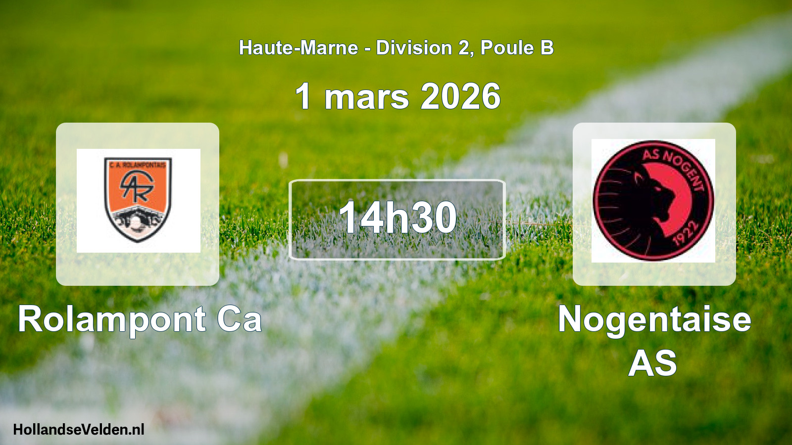 Match programmé: Rolampont Ca - Nogentaise AS (1 mars 2026)