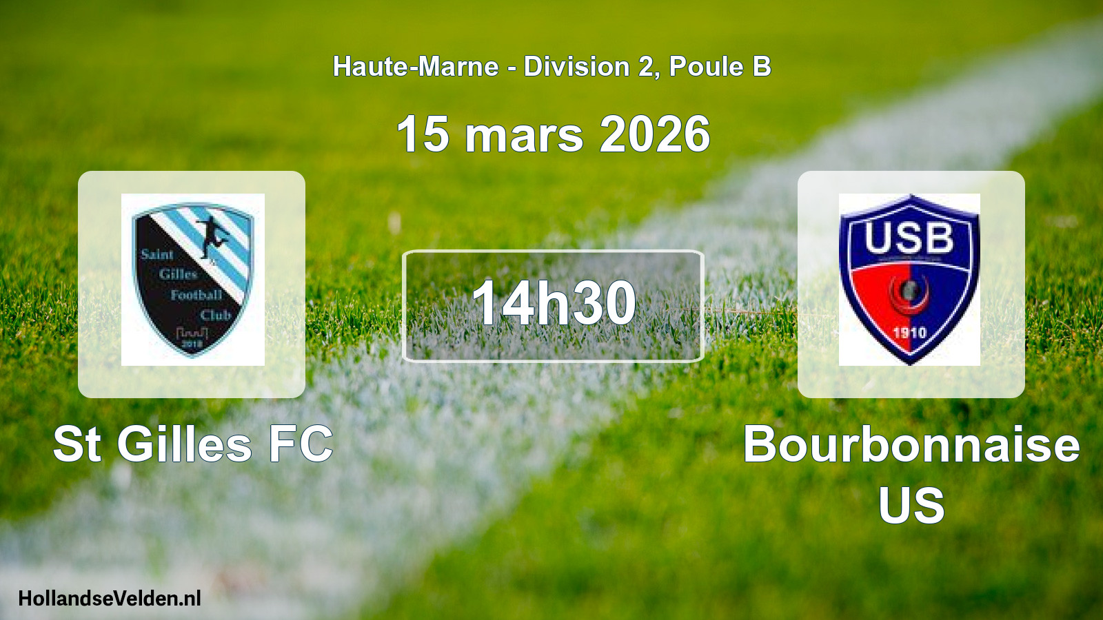 Geplande wedstrijd: St Gilles FC - Bourbonnaise US (15 maart 2026)
