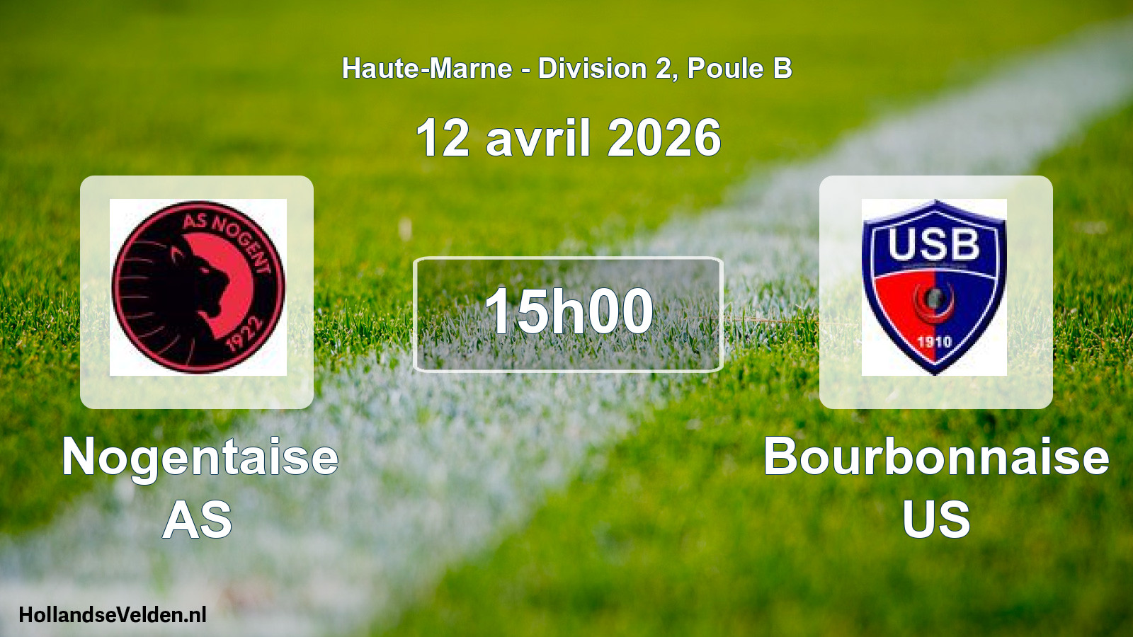 Match programmé: Nogentaise AS - Bourbonnaise US (12 avril 2026)