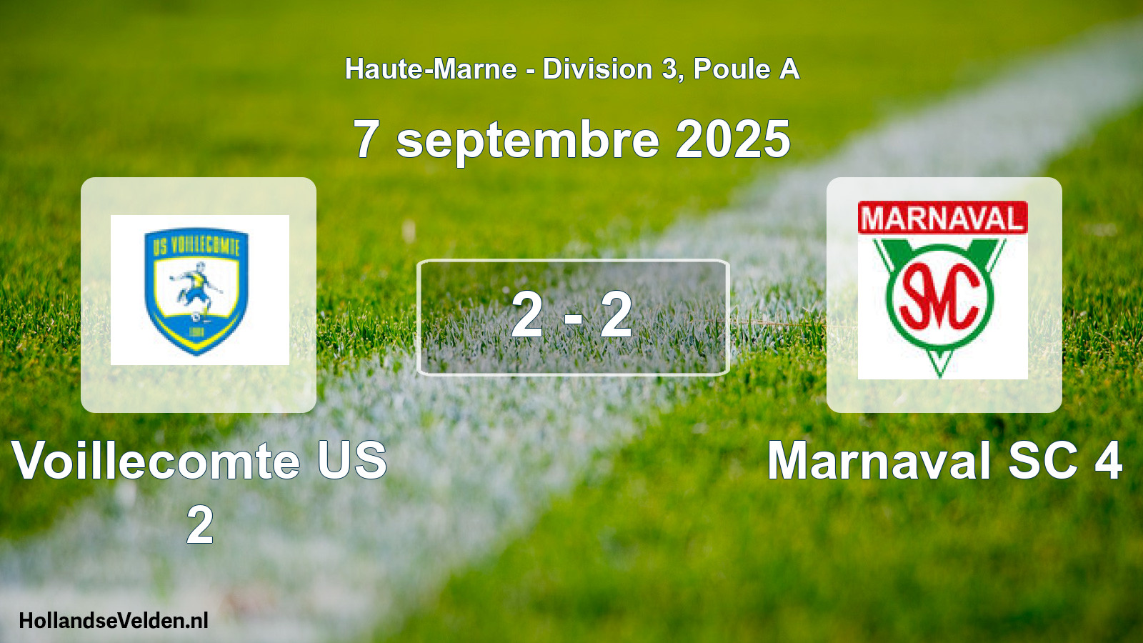 Match joué: Voillecomte US 2 - Marnaval SC 4 2 - 2 (7 septembre 2025)