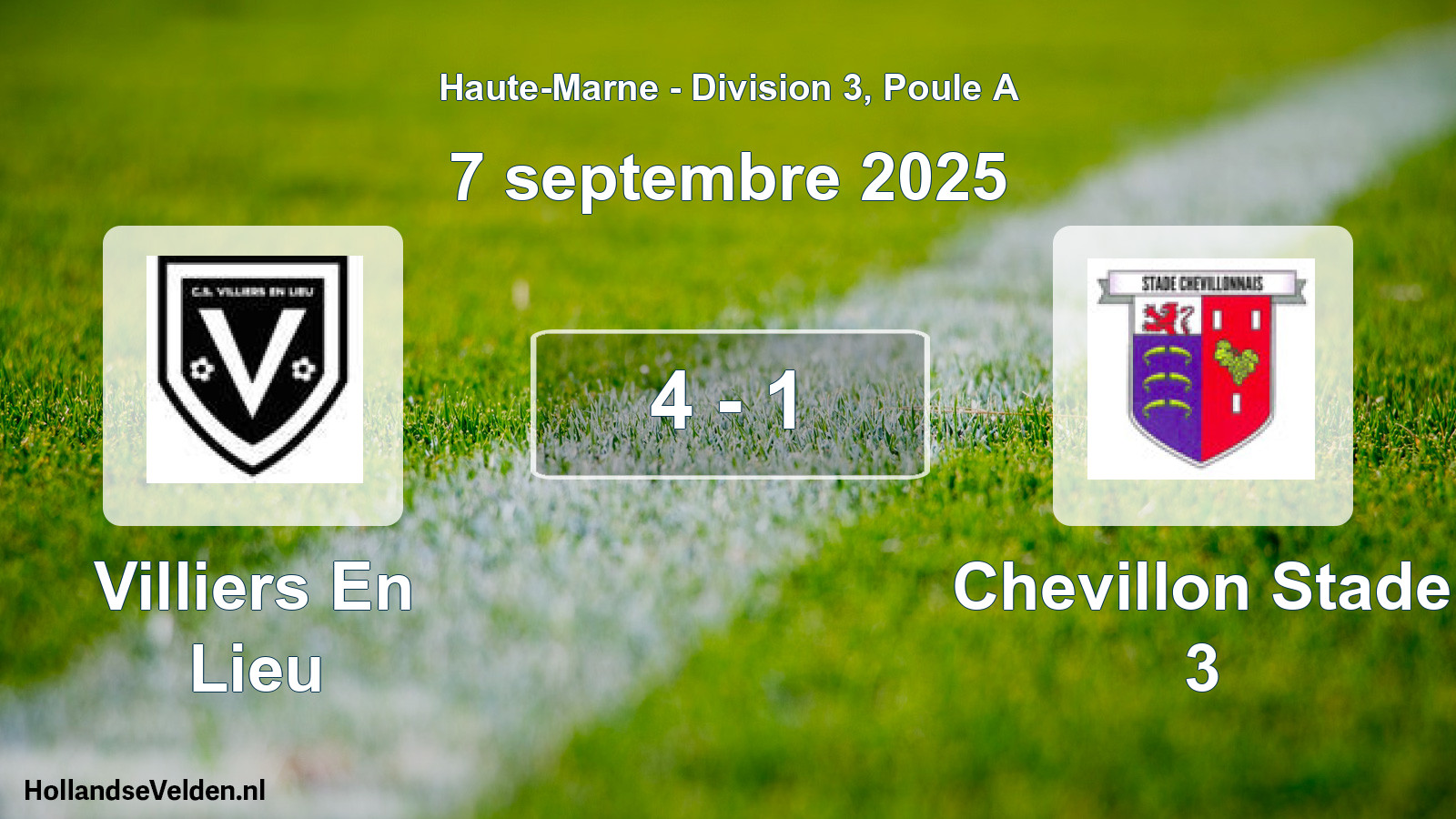 Match joué: Villiers En Lieu - Chevillon Stade 3 4 - 1 (7 septembre 2025)