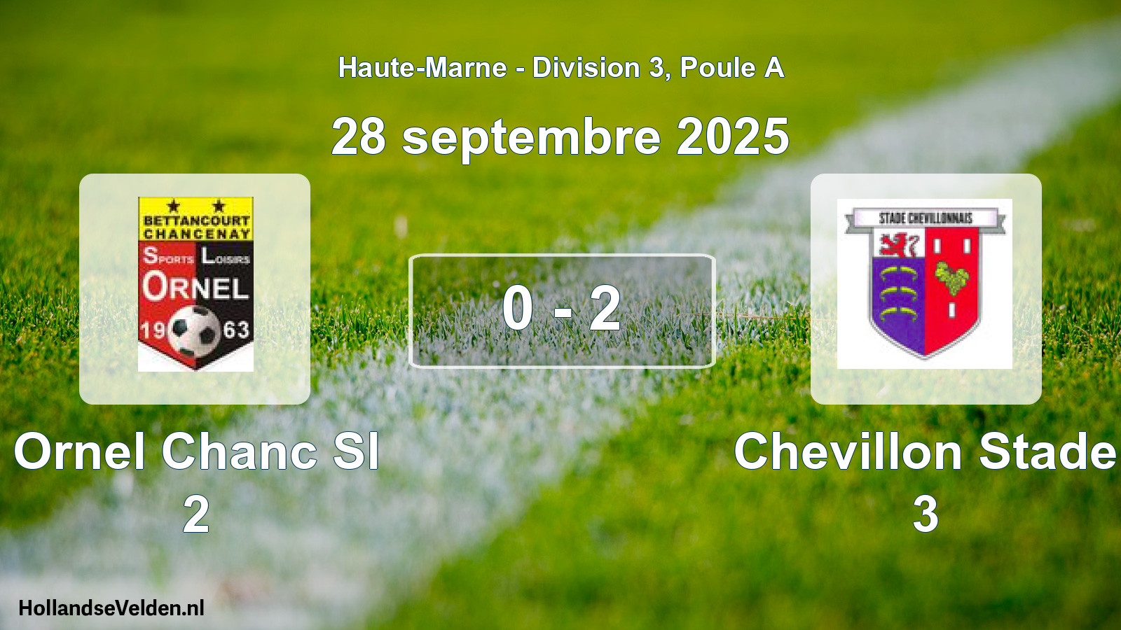 Match joué: Ornel Chanc Sl 2 - Chevillon Stade 3 0 - 2 (28 septembre 2025)