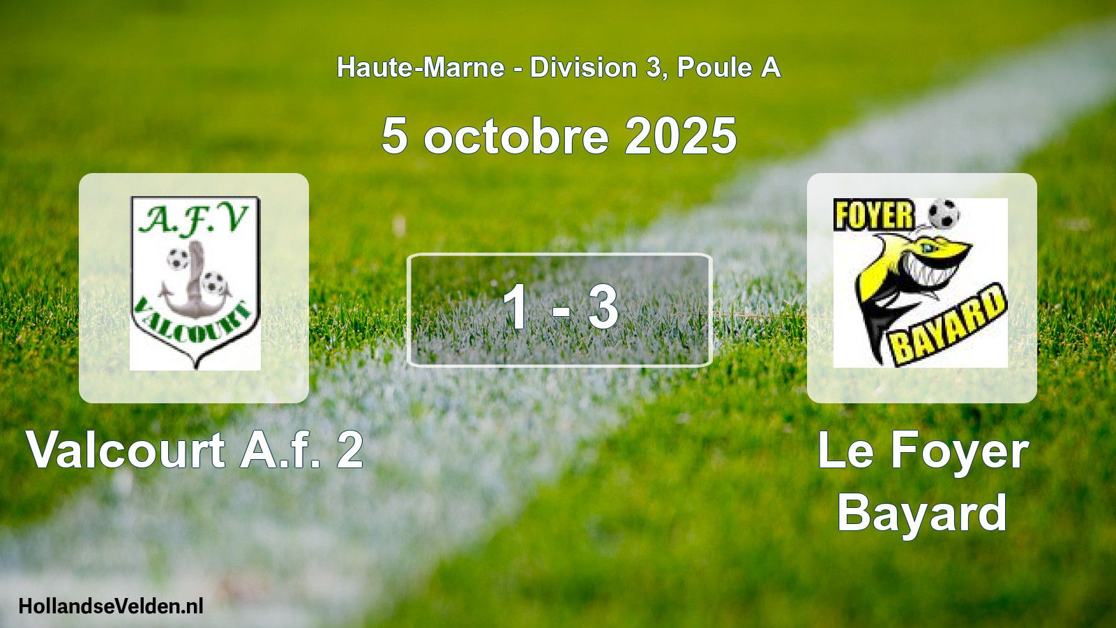 Gespeelde wedstrijd: Valcourt A.f. 2 - Le Foyer Bayard 1 - 3 (5 oktober 2025)