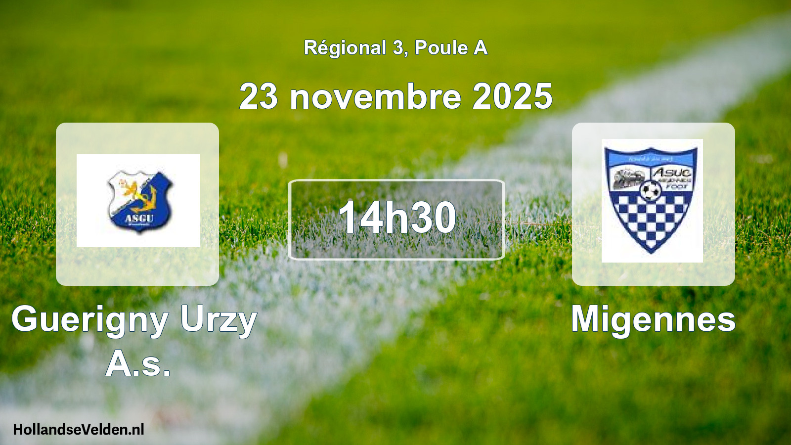 Geplande wedstrijd: Guerigny Urzy A.s. - Migennes (23 novembre 2025)