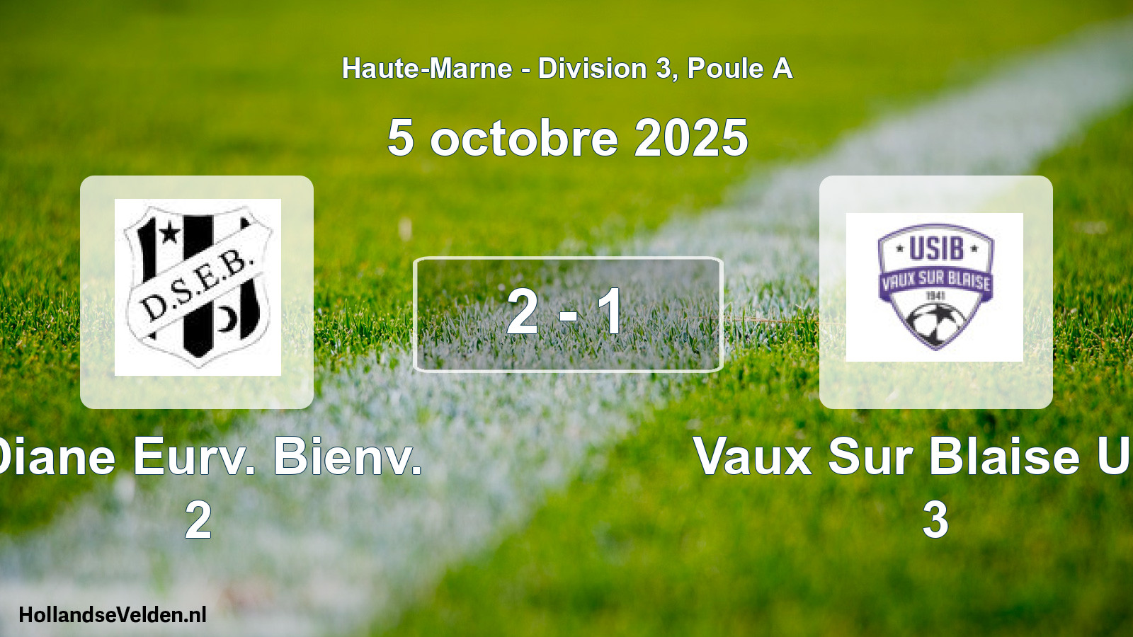 Total number of matches played: Diane Eurv. Bienv. 2 - Vaux Sur Blaise Usi 3 2 - 1 (5 October 2025)