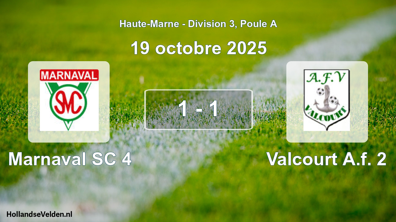 Match joué: Marnaval SC 4 - Valcourt A.f. 2 1 - 1 (19 octobre 2025)