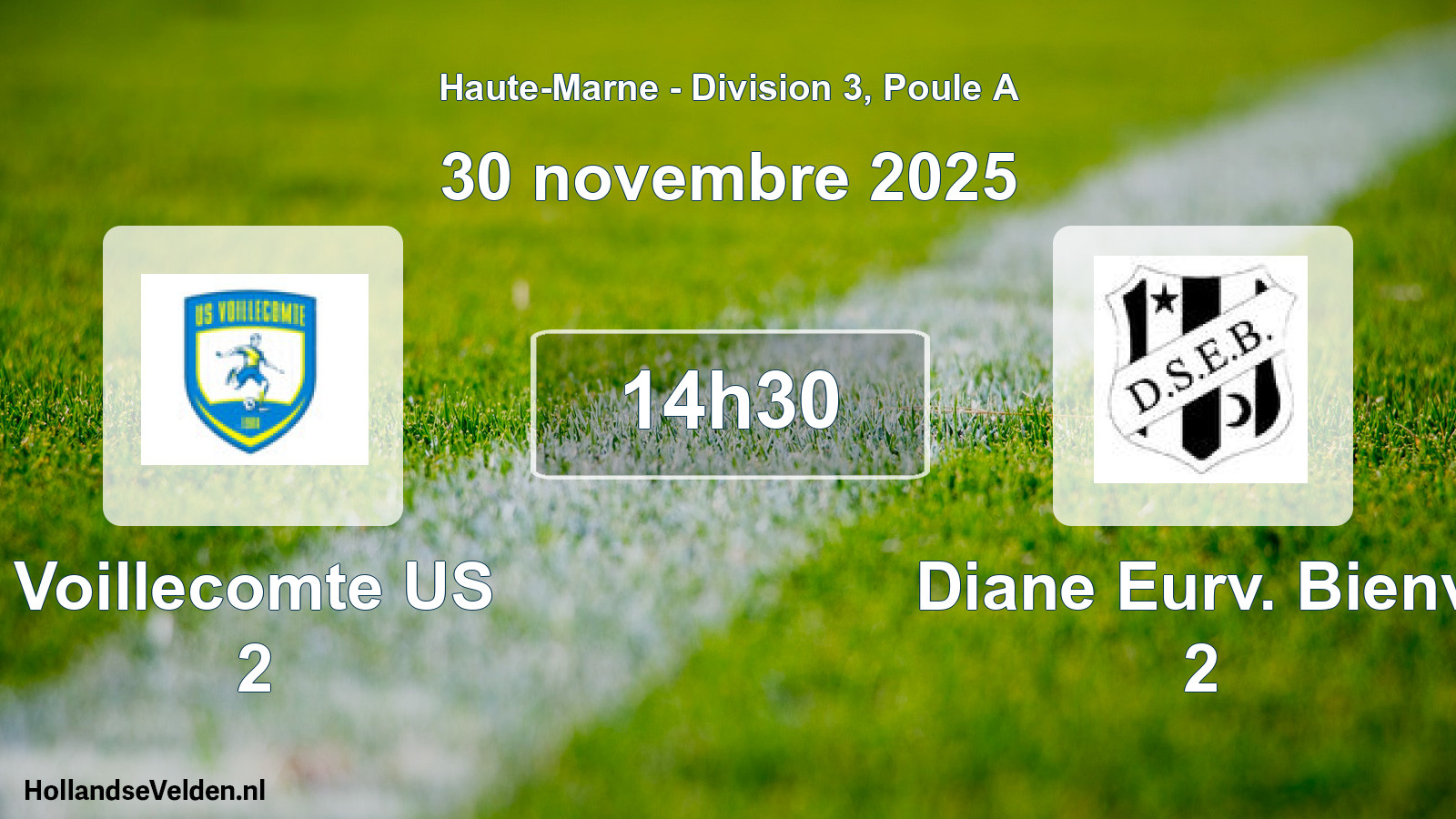 Match programmé: Voillecomte US 2 - Diane Eurv. Bienv. 2 (30 novembre 2025)