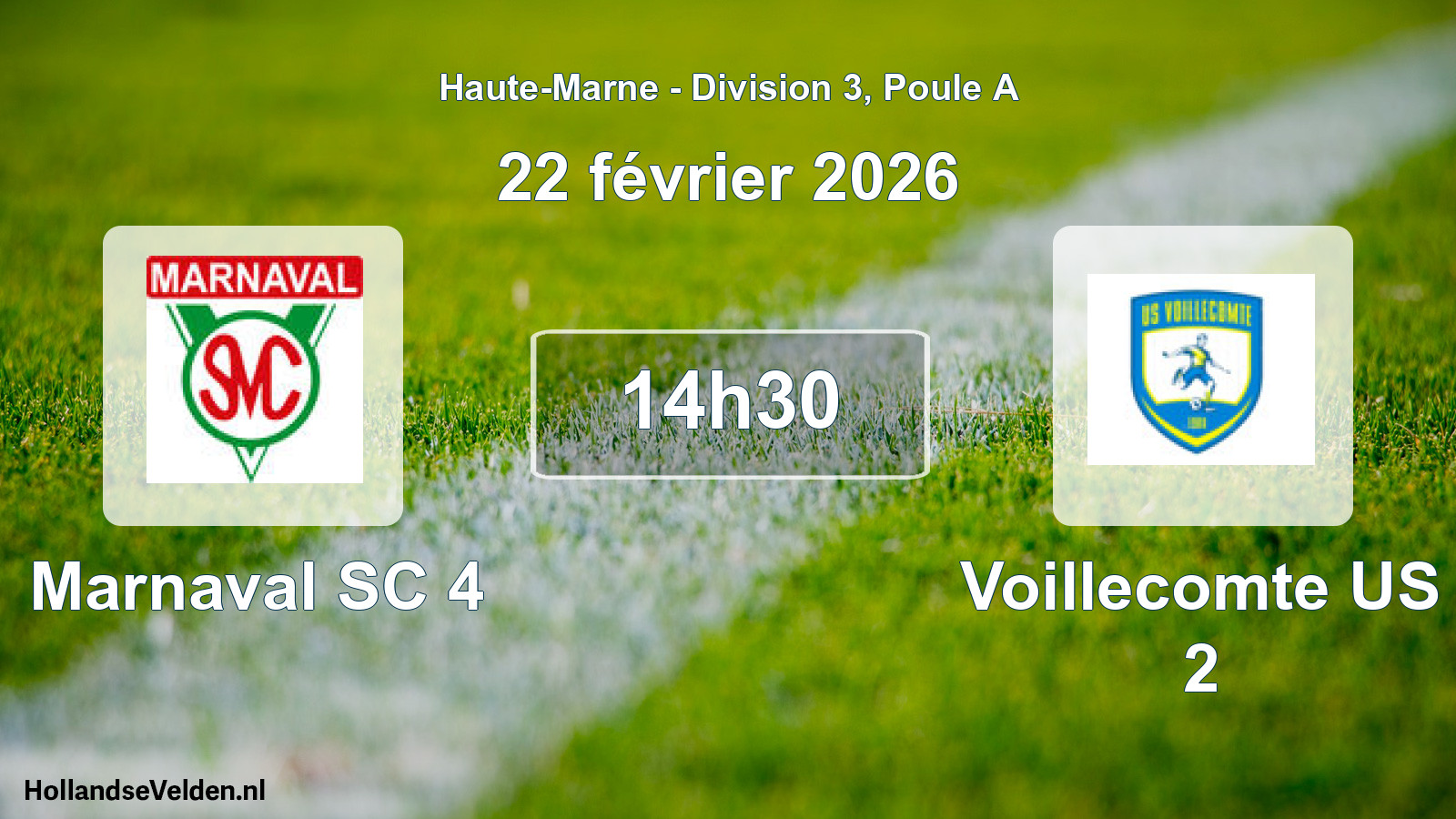 Match programmé: Marnaval SC 4 - Voillecomte US 2 (22 février 2026)