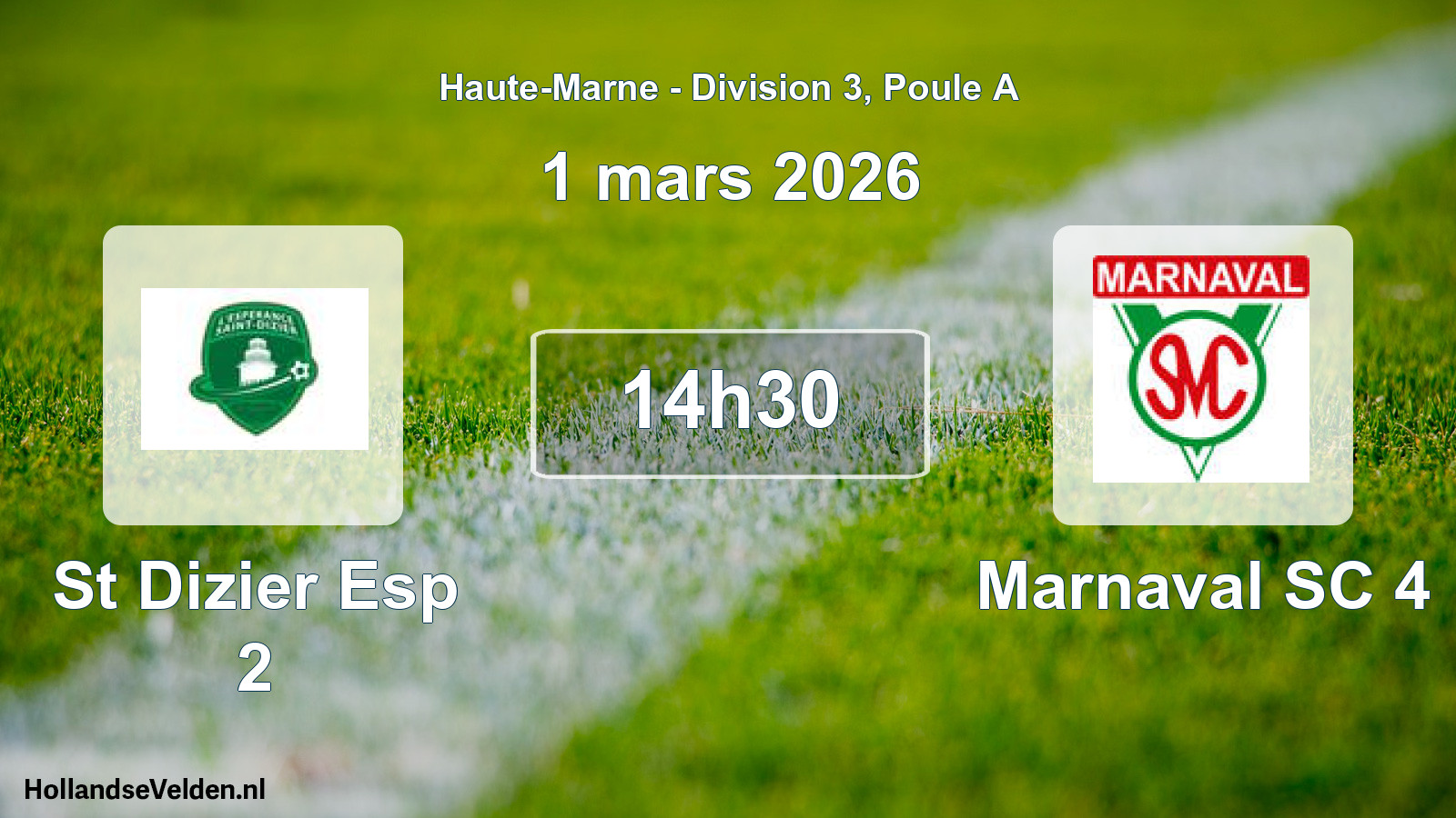 Match programmé: St Dizier Esp 2 - Marnaval SC 4 (1 mars 2026)