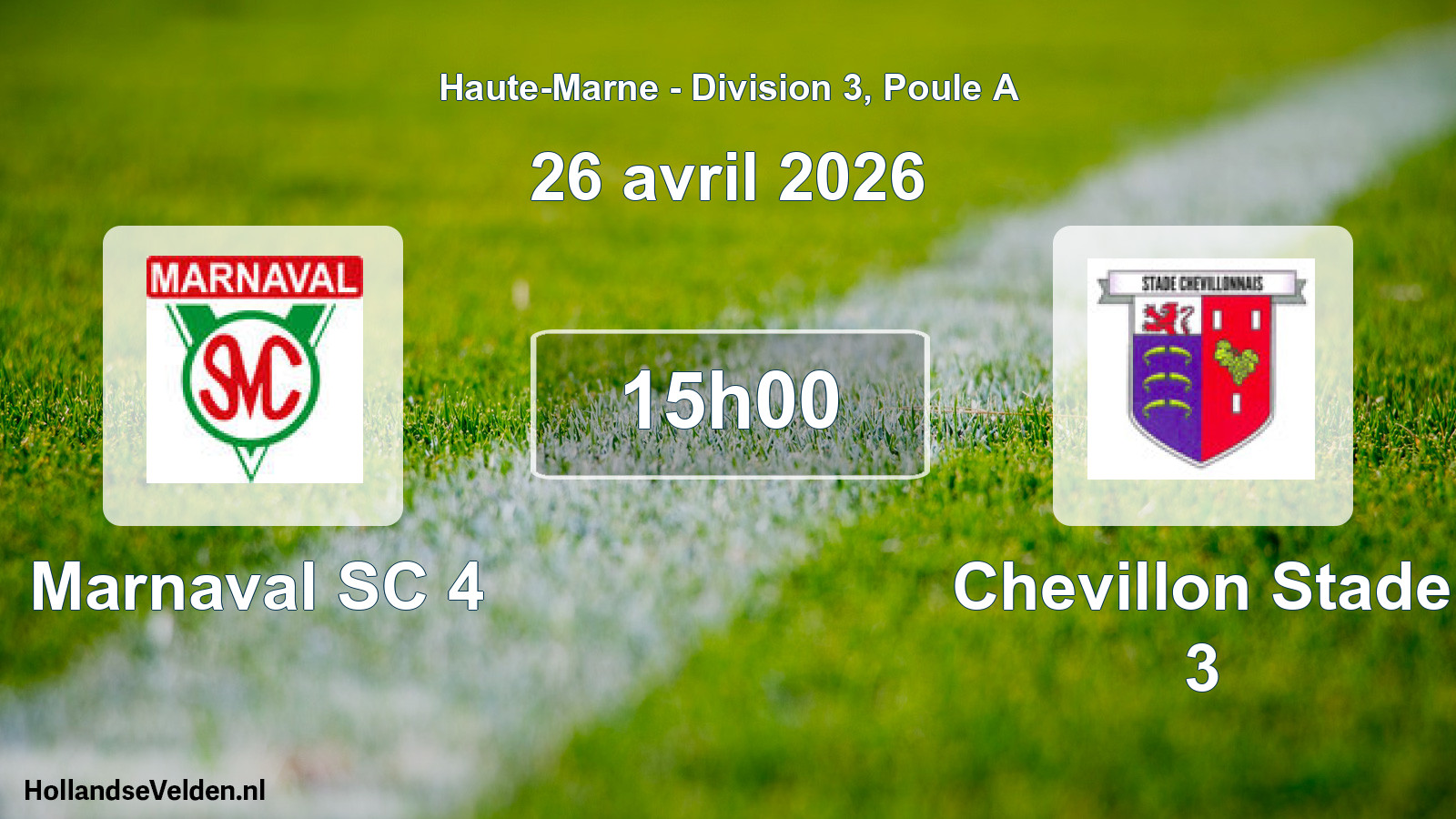 Match programmé: Marnaval SC 4 - Chevillon Stade 3 (26 avril 2026)