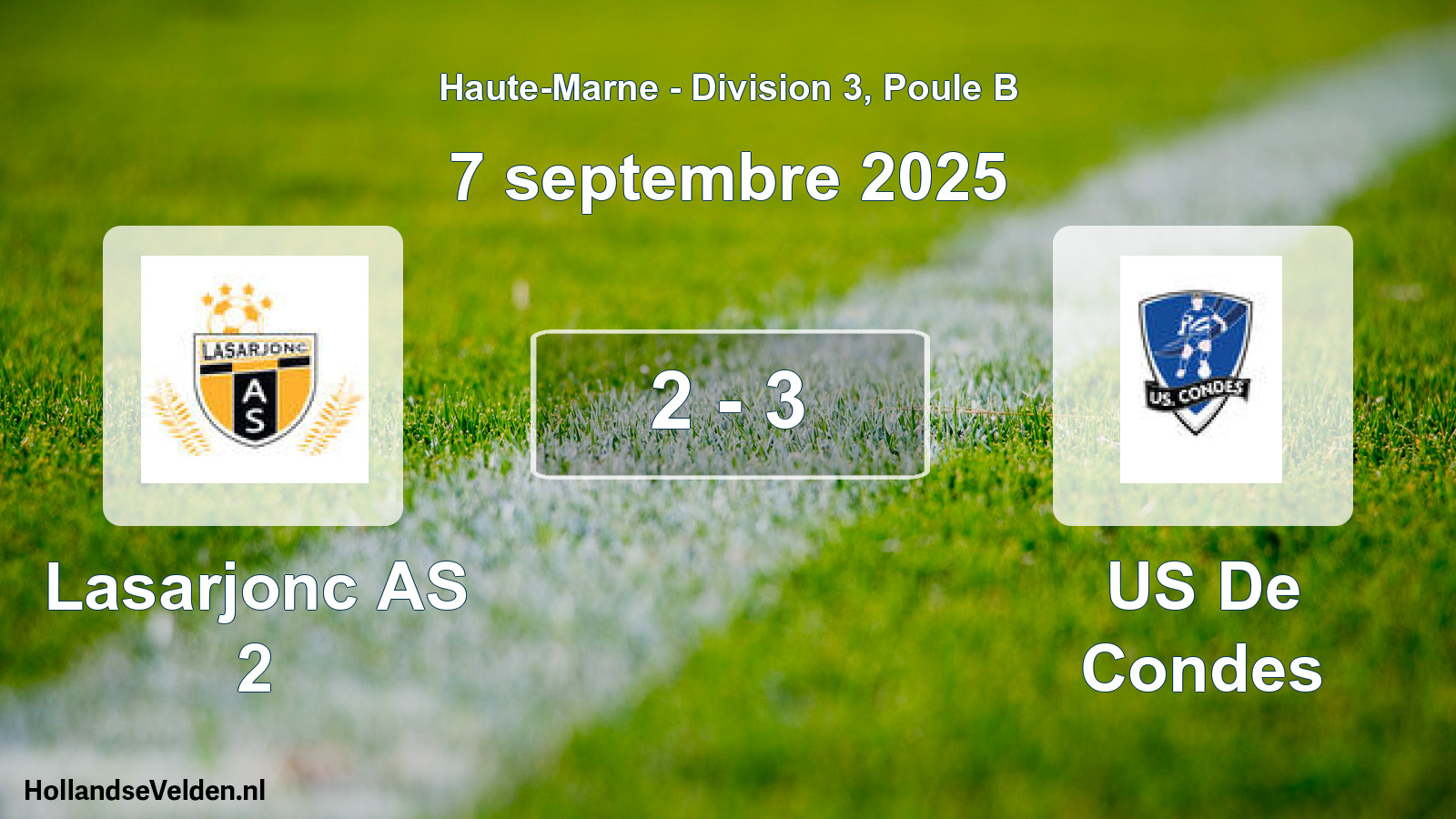 Match joué: Lasarjonc AS 2 - US De Condes 2 - 3 (7 septembre 2025)