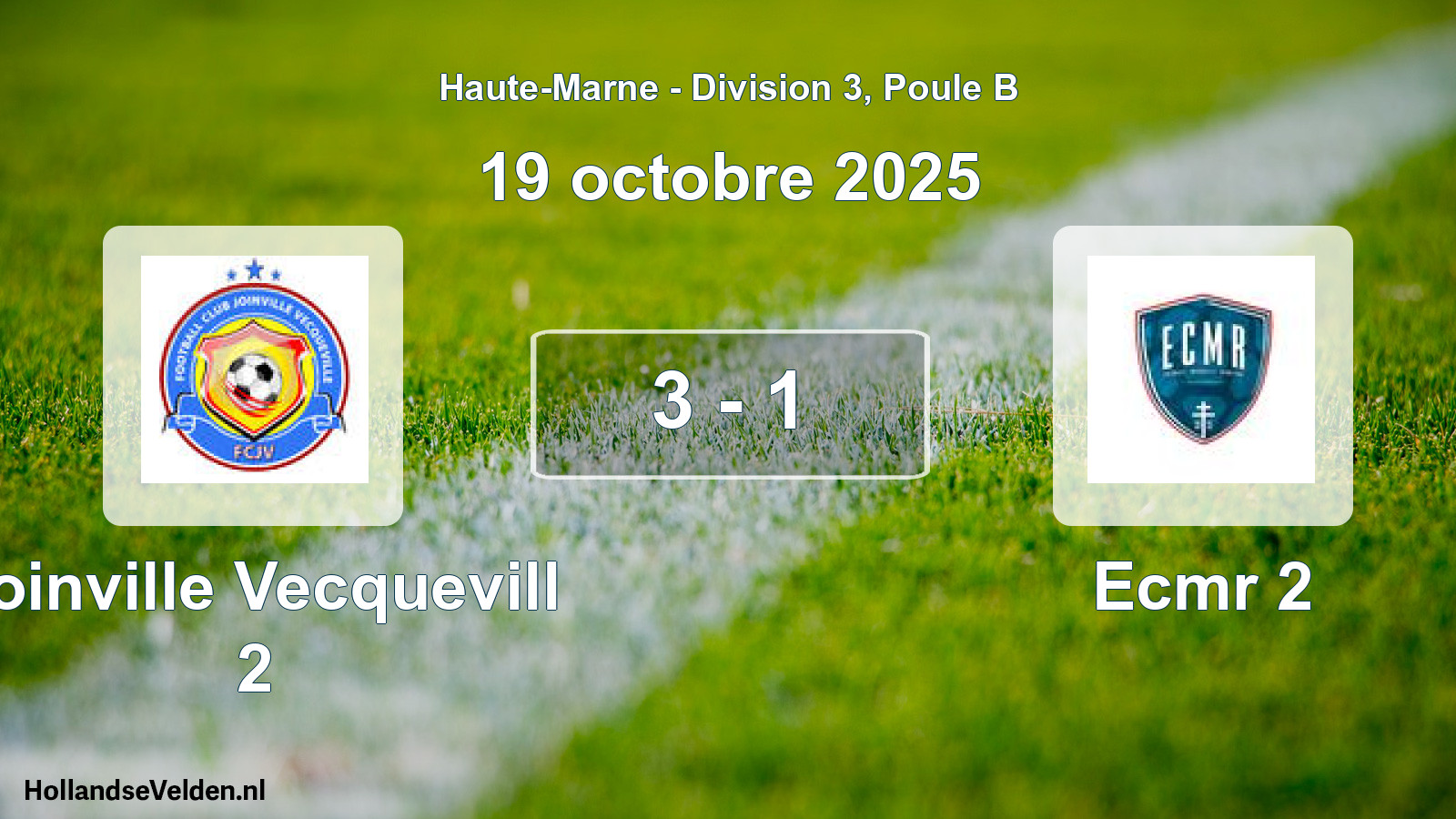 Total number of matches played: Joinville Vecquevill 2 - Ecmr 2 3 - 1 (19 October 2025)